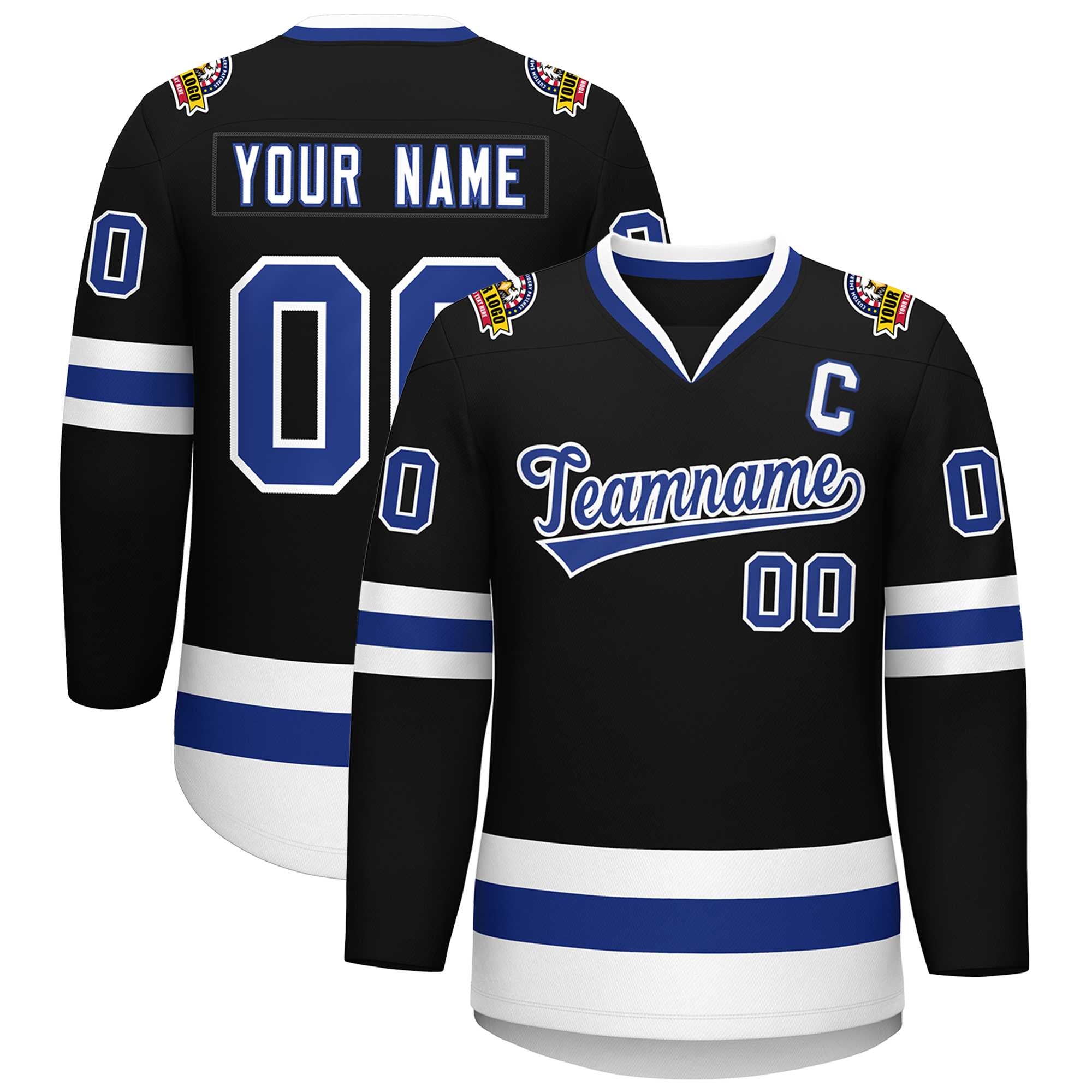 Custom Black Royal-White Classic Style Hockey Jersey | KXKSHOP