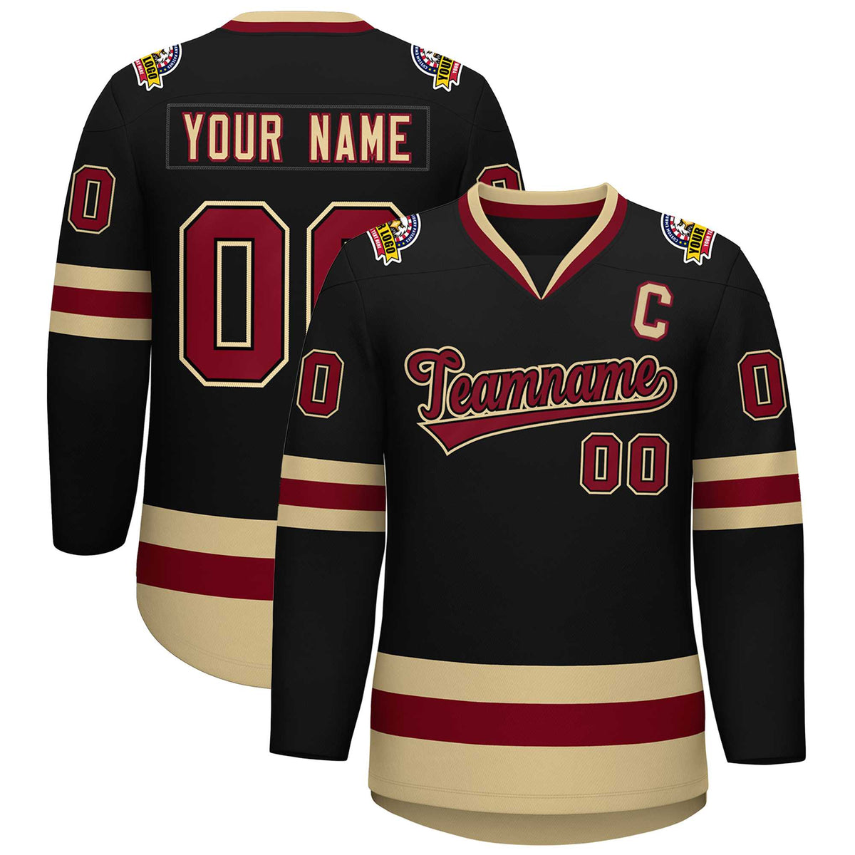 Custom Black Crimson-Black Classic Style Hockey Jersey | KXKSHOP