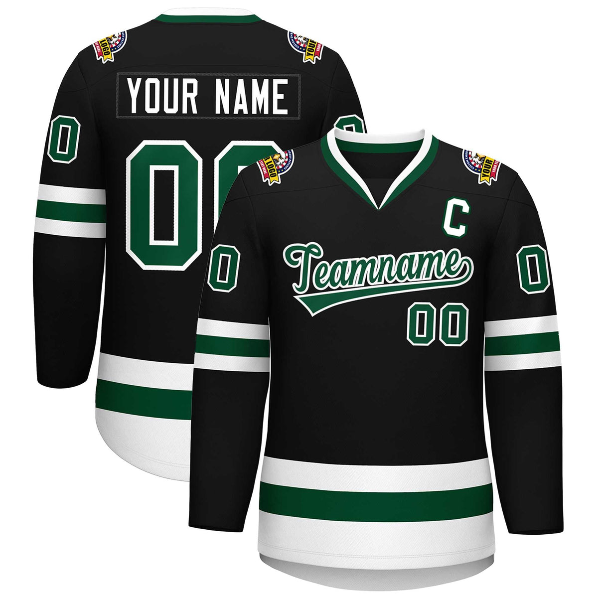 Custom Black Green-White Classic Style Hockey Jersey | KXKSHOP