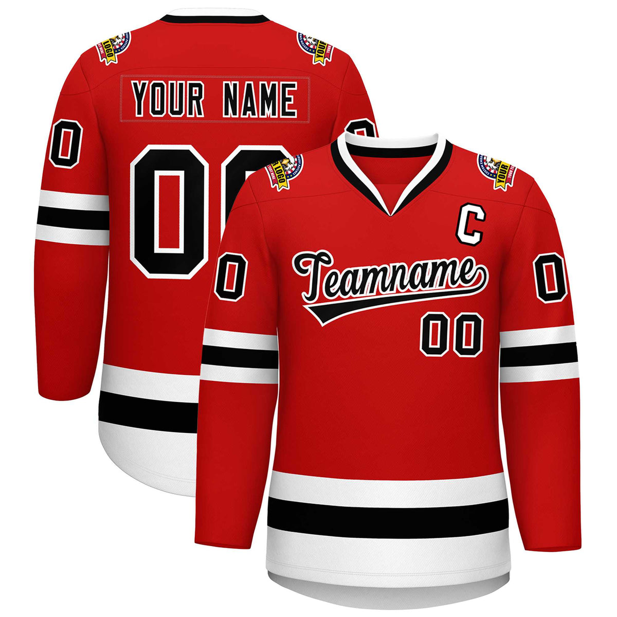 Custom Red Black-White Classic Style Hockey Jersey | KXKSHOP
