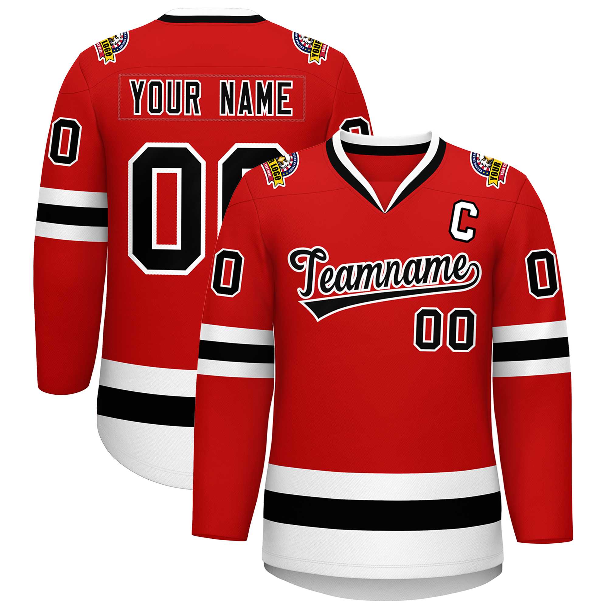 Custom Red Black-White Classic Style Hockey Jersey | KXKSHOP