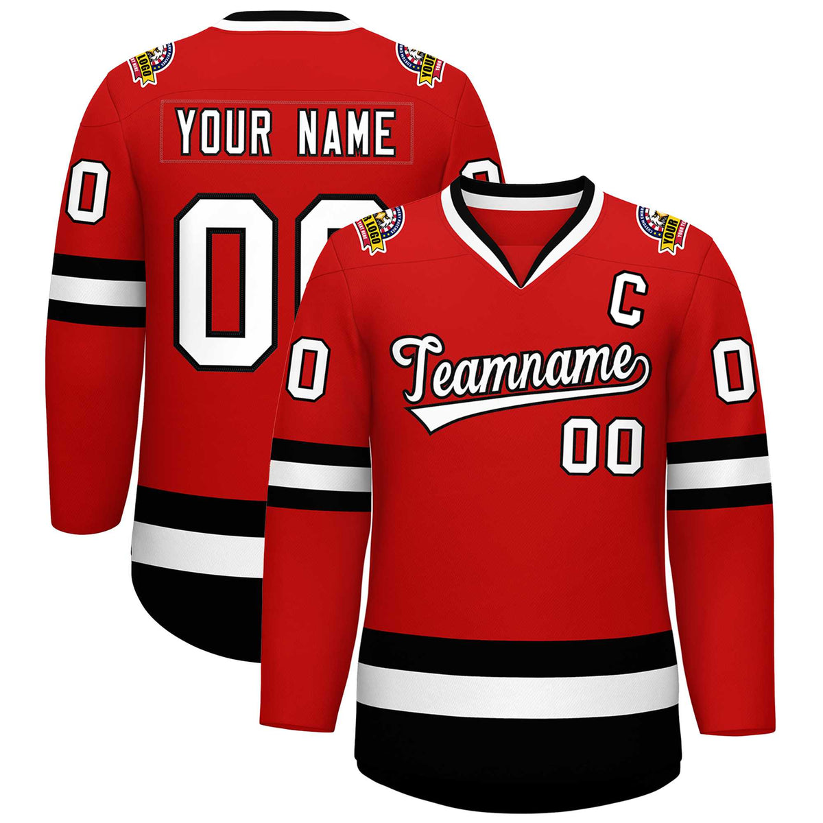 Custom Red White-Black Classic Style Hockey Jersey | KXKSHOP