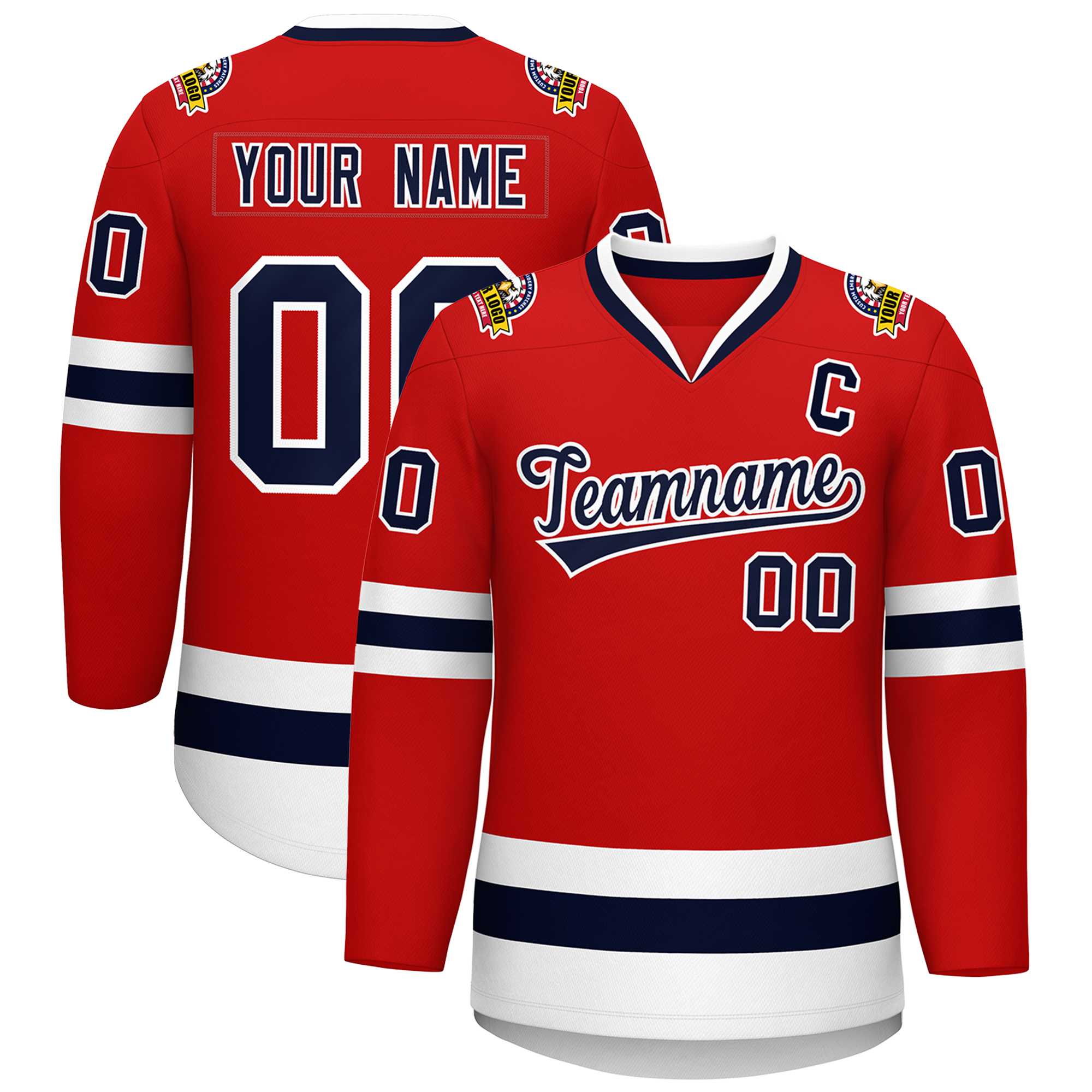 Custom Red Navy-White Classic Style Hockey Jersey | KXKSHOP