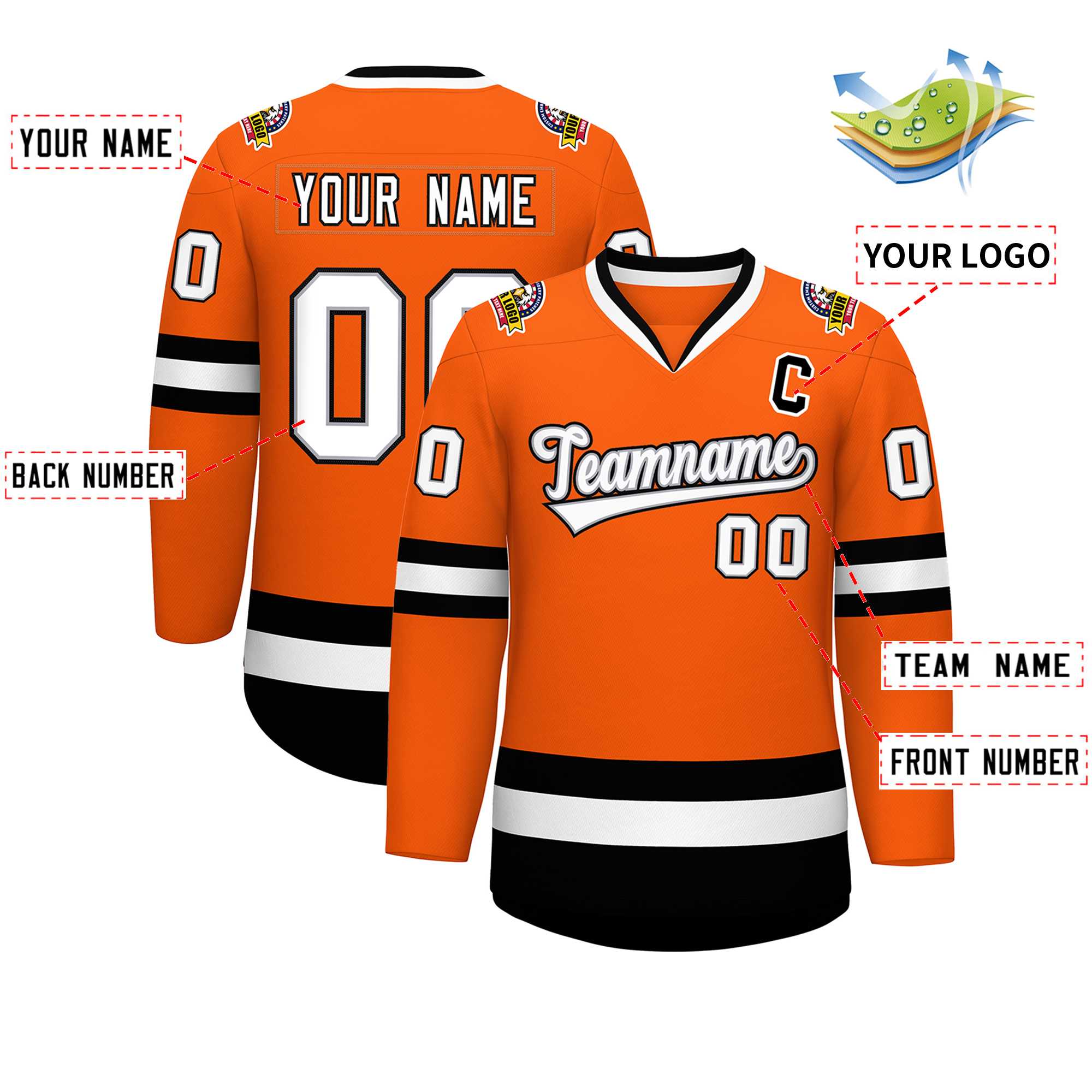 Custom Orange White Gray-Black Classic Style Hockey Jersey | KXKSHOP