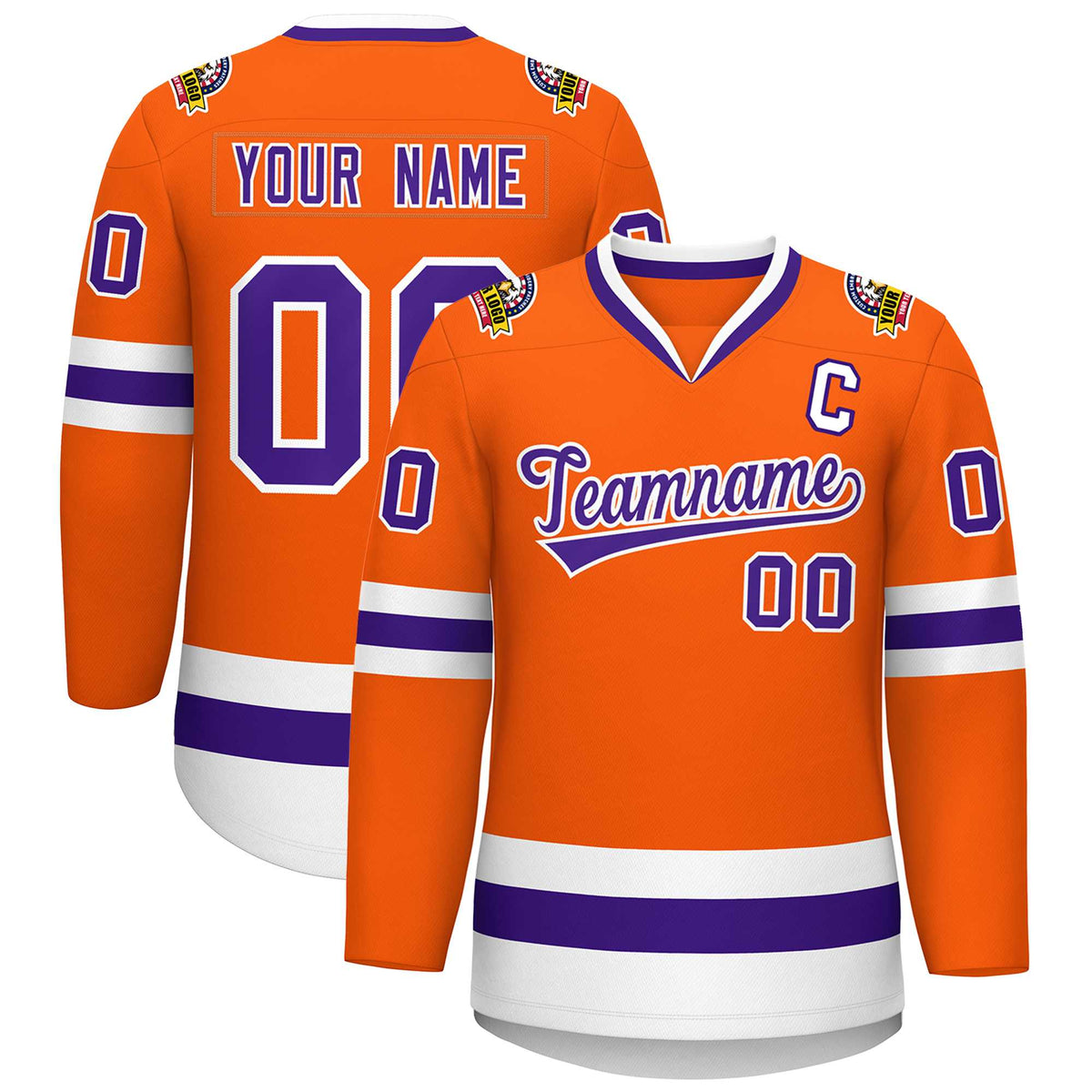 Custom Orange Purple-White Classic Style Hockey Jersey | KXKSHOP