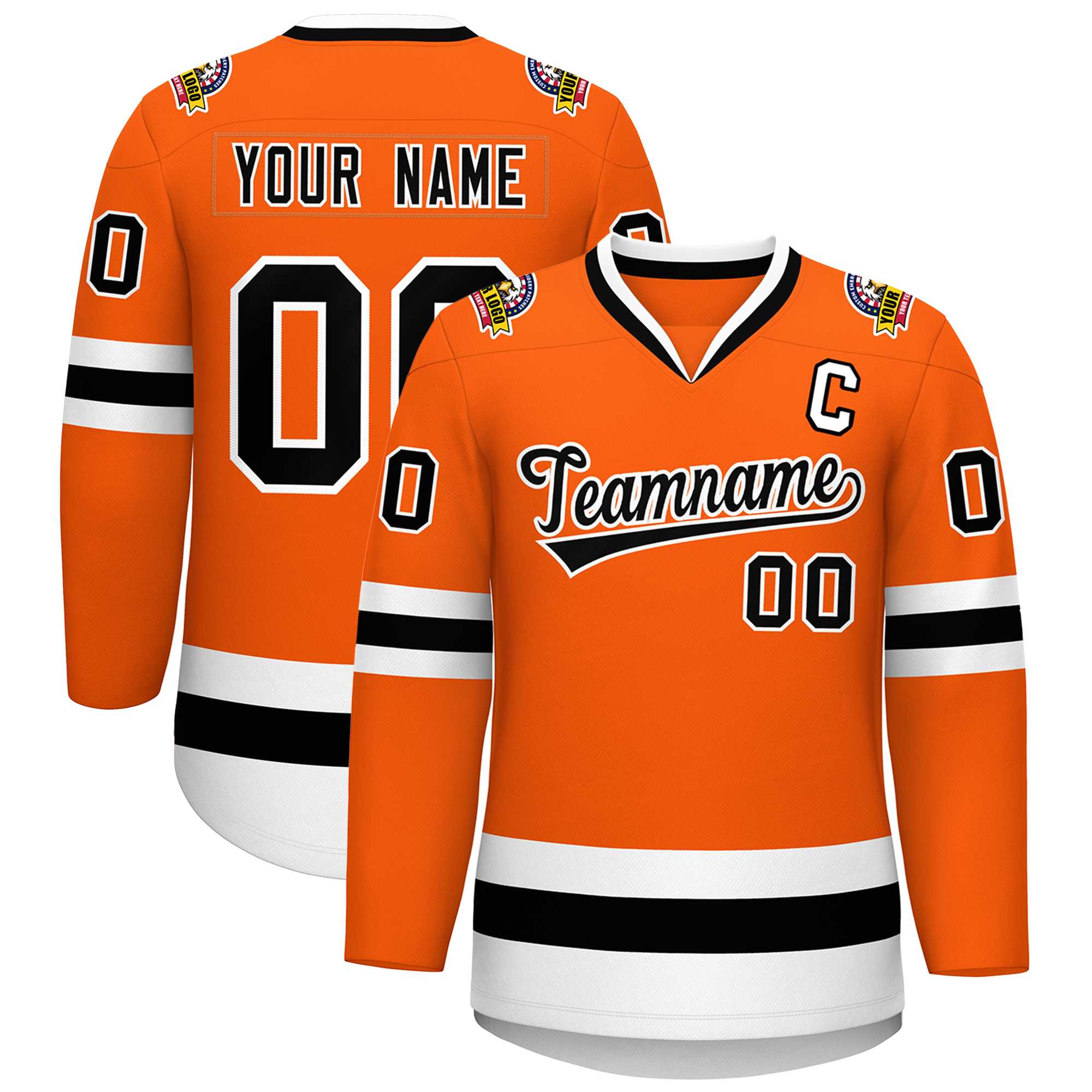 Custom Orange Black-White Classic Style Hockey Jersey | KXKSHOP