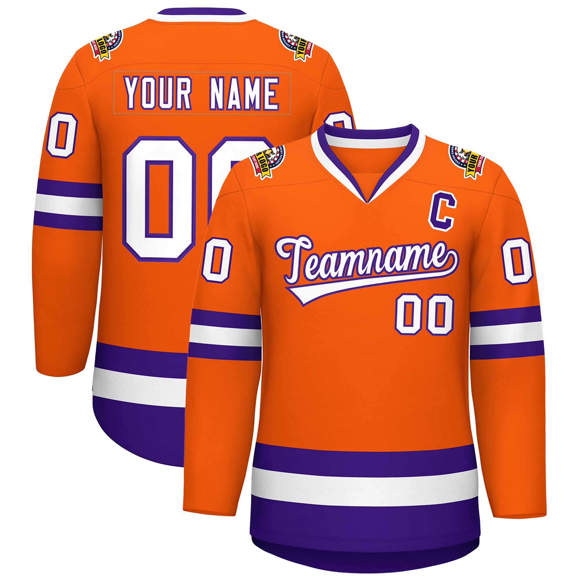 Custom Orange White-Purple Classic Style Hockey Jersey | KXKSHOP