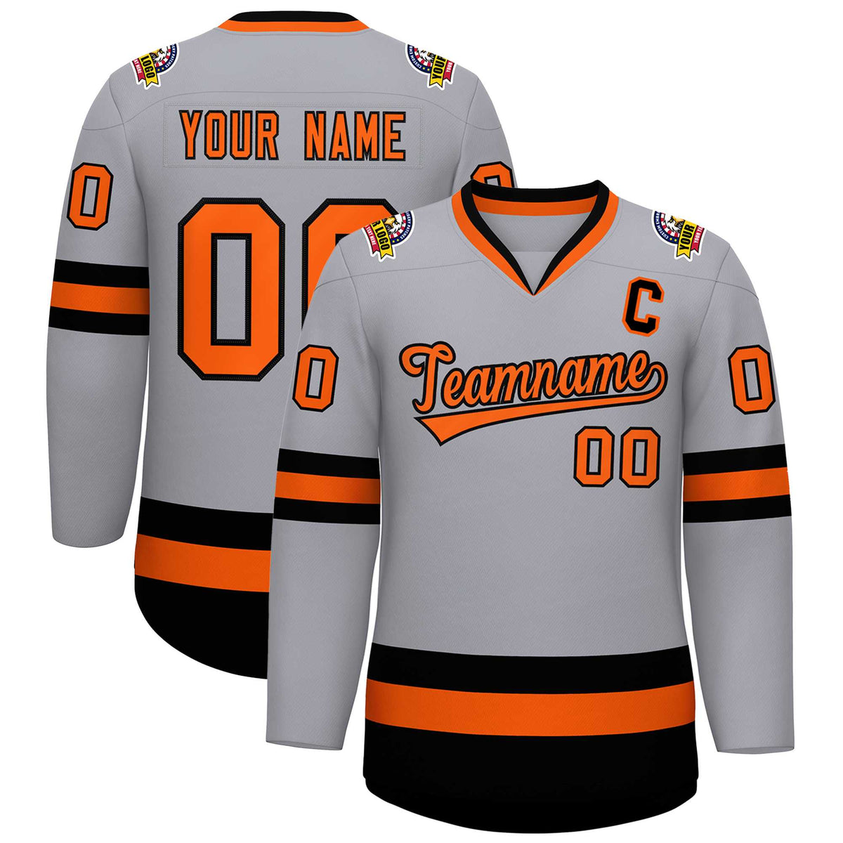 Custom Gray Orange-Black Classic Style Hockey Jersey | KXKSHOP
