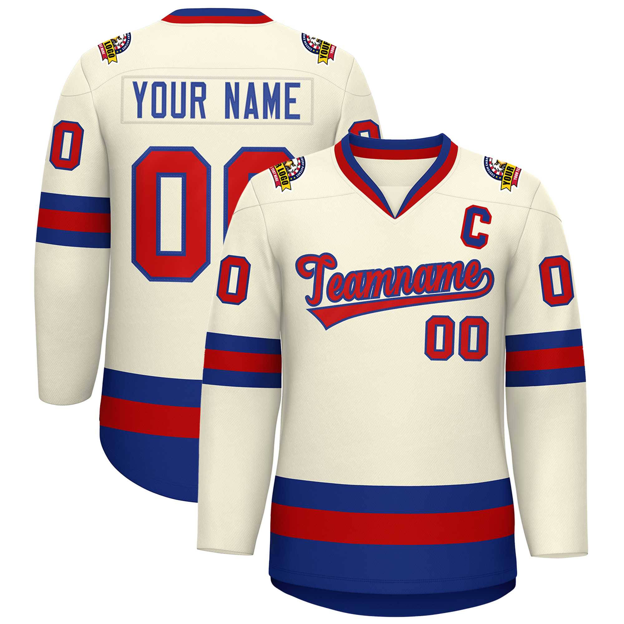 Custom Khaki Red-Royal Classic Style Hockey Jersey | KXKSHOP