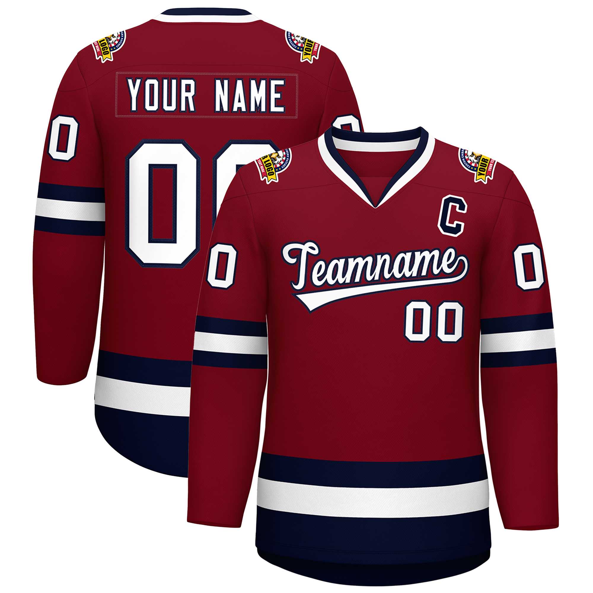 Custom Crimson White-Navy Classic Style Hockey Jersey | KXKSHOP