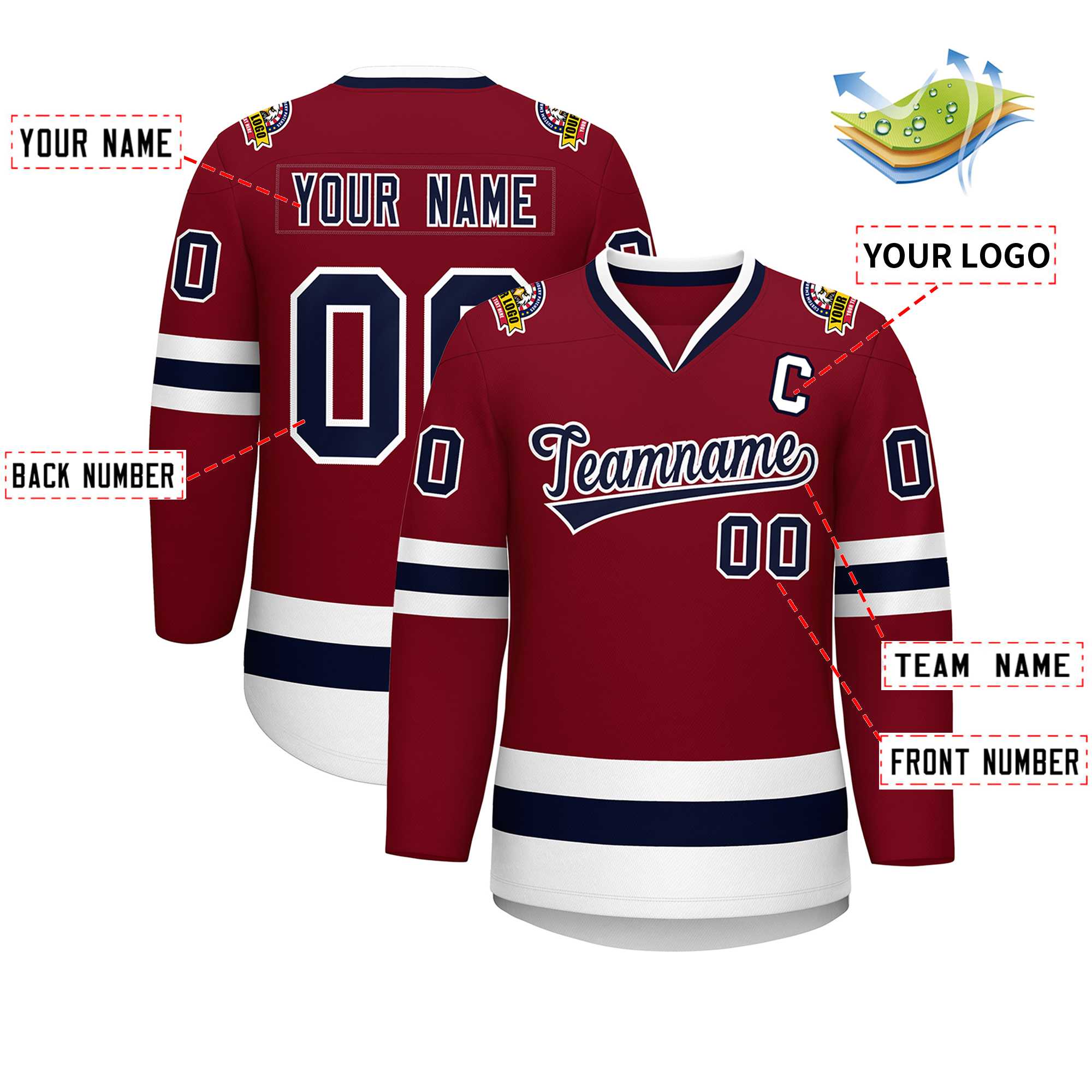 Custom Crimson Navy-White Classic Style Hockey Jersey | KXKSHOP