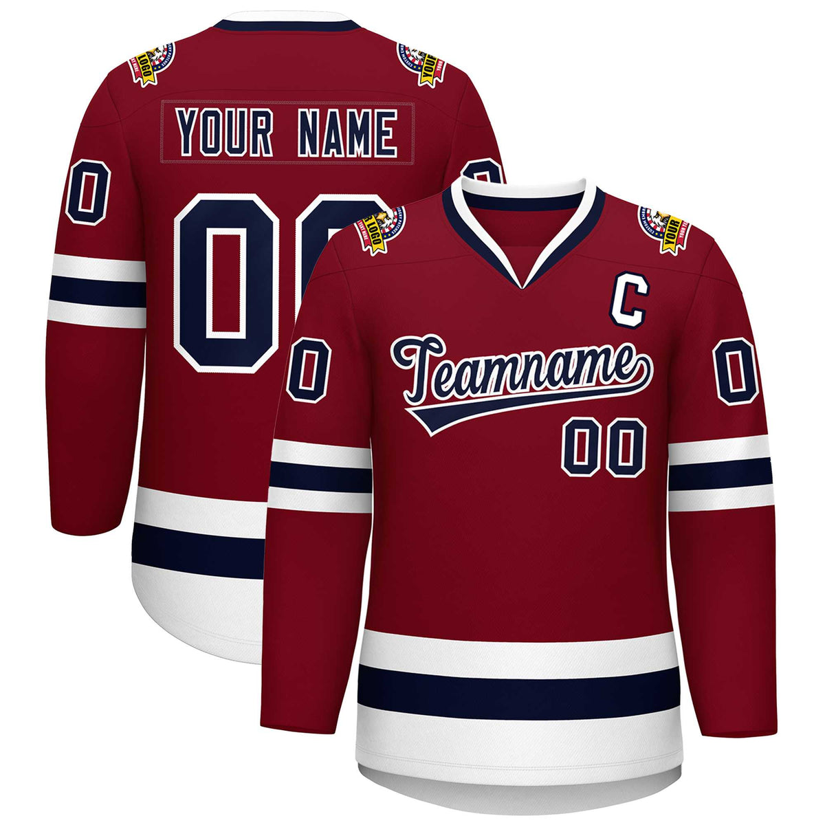 Custom Crimson Navy-White Classic Style Hockey Jersey | KXKSHOP