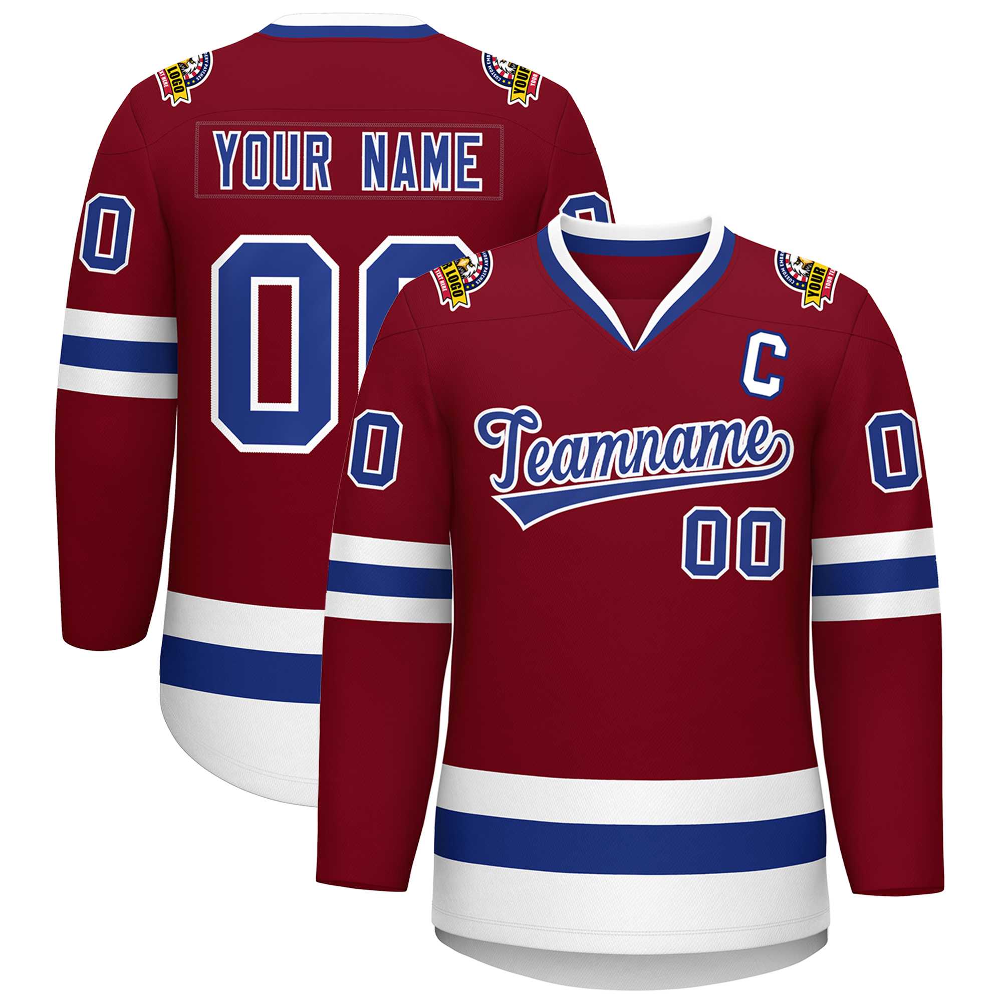 Custom Crimson Royal-White Classic Style Hockey Jersey | KXKSHOP