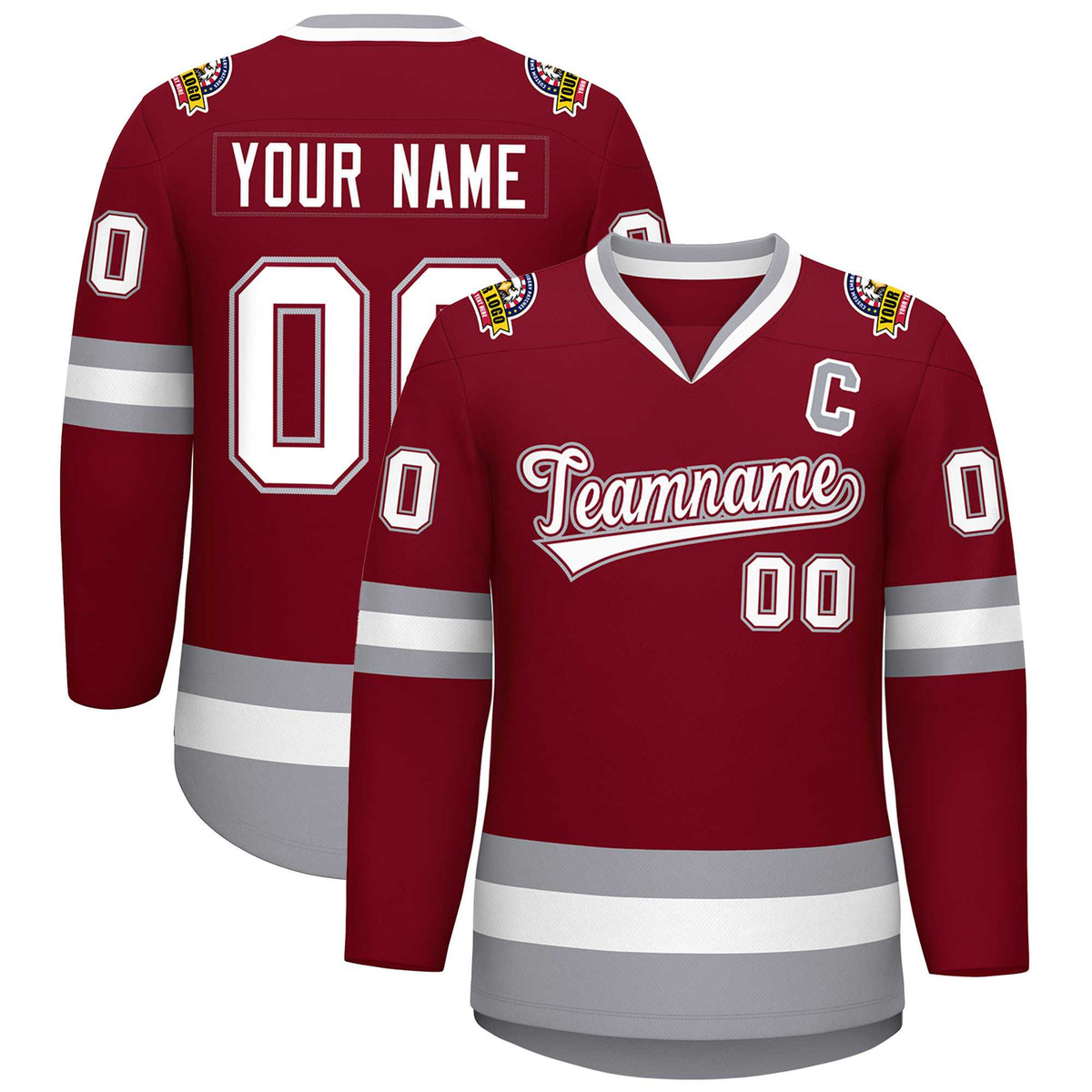 Custom Crimson White Crimson-Gray Classic Style Hockey Jersey | KXKSHOP