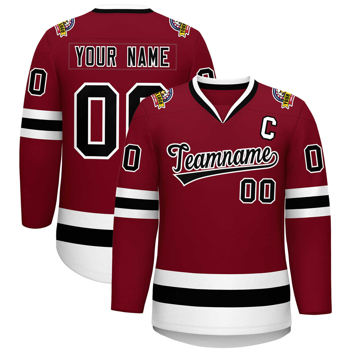 Custom Crimson Black-White Classic Style Hockey Jersey | KXKSHOP