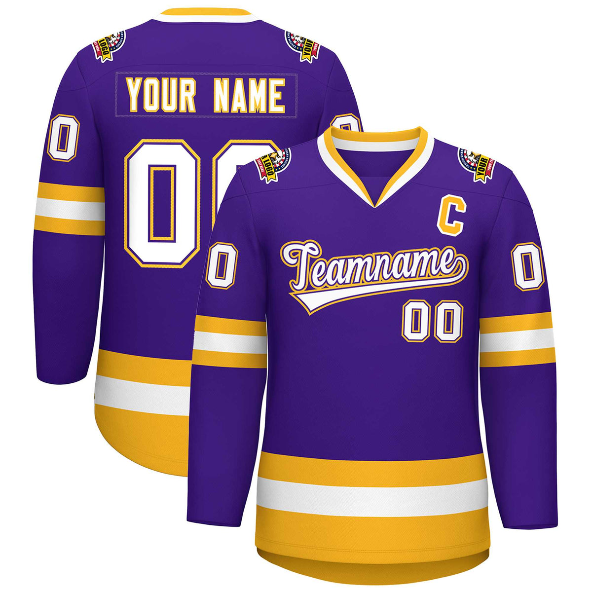 Custom Purple White Purple-Gold Classic Style Hockey Jersey | KXKSHOP