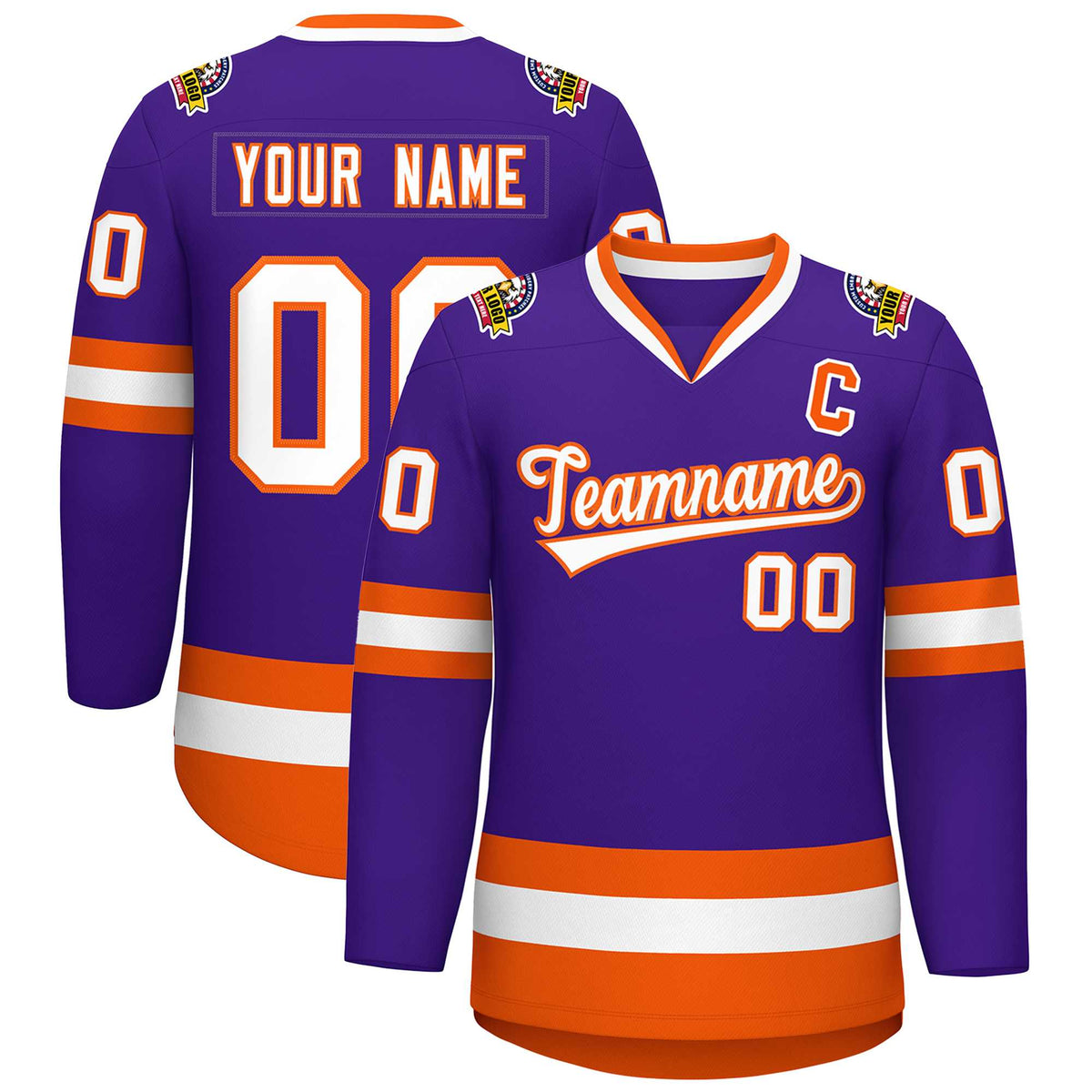 Custom Purple White-Orange Classic Style Hockey Jersey | KXKSHOP