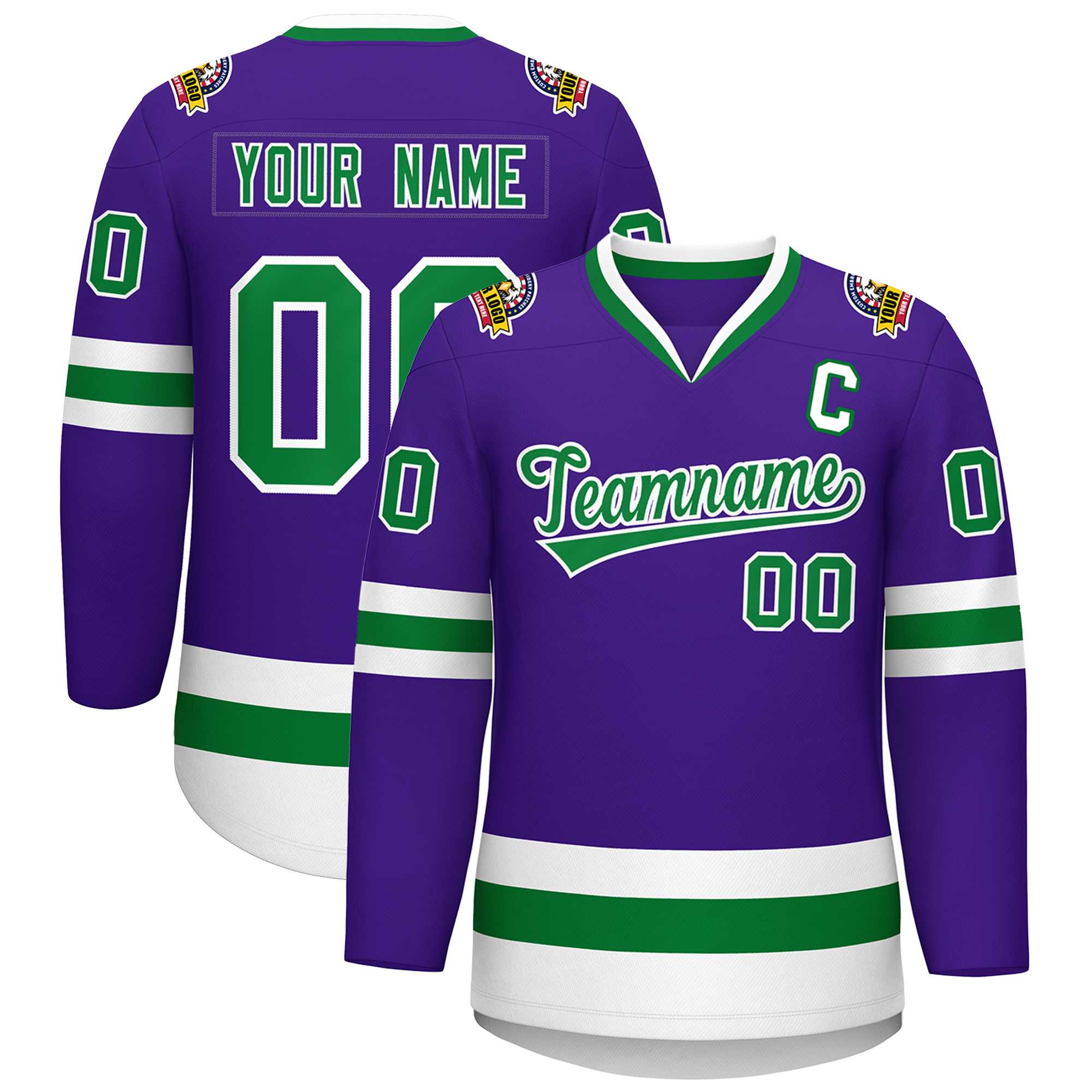 Custom Purple Kelly Green-White Classic Style Hockey Jersey | KXKSHOP