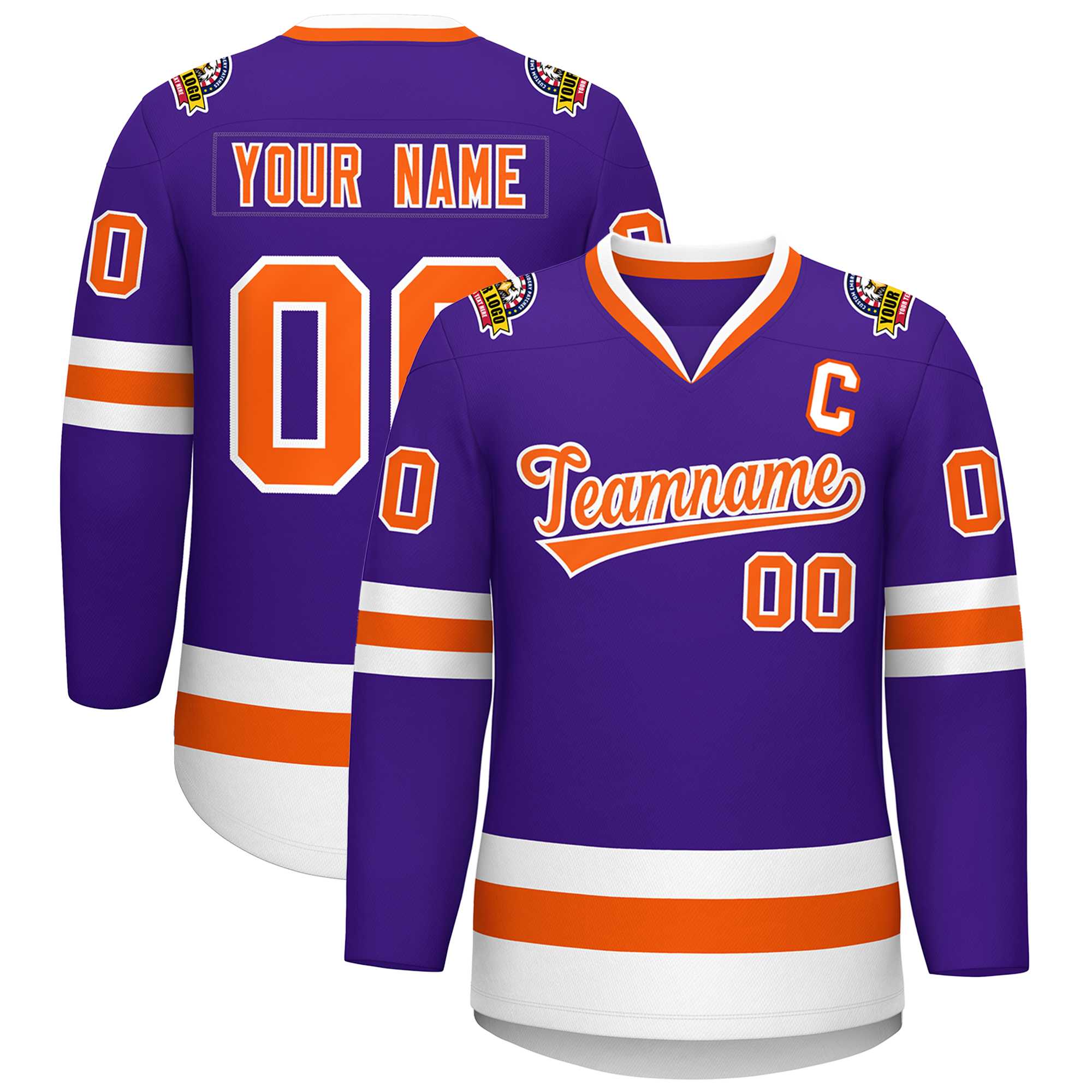 Custom Purple Orange-White Classic Style Hockey Jersey | KXKSHOP