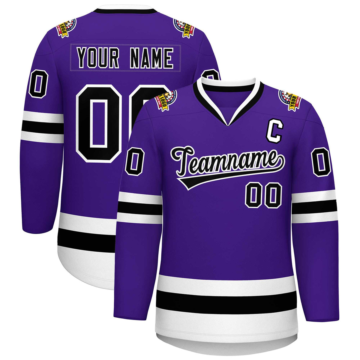 Custom Purple Black-White Classic Style Hockey Jersey | KXKSHOP