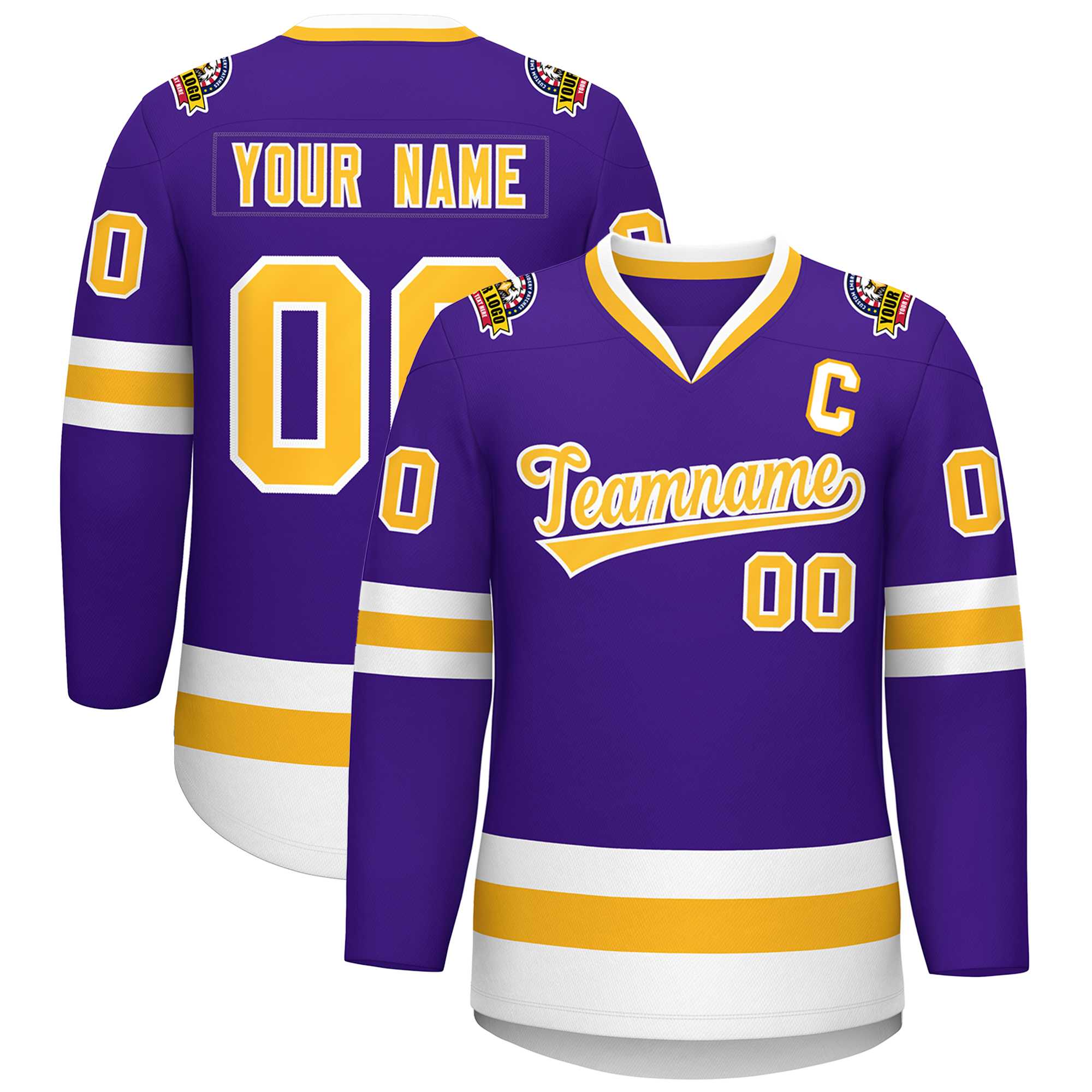 Custom Purple Gold-White Classic Style Hockey Jersey | KXKSHOP