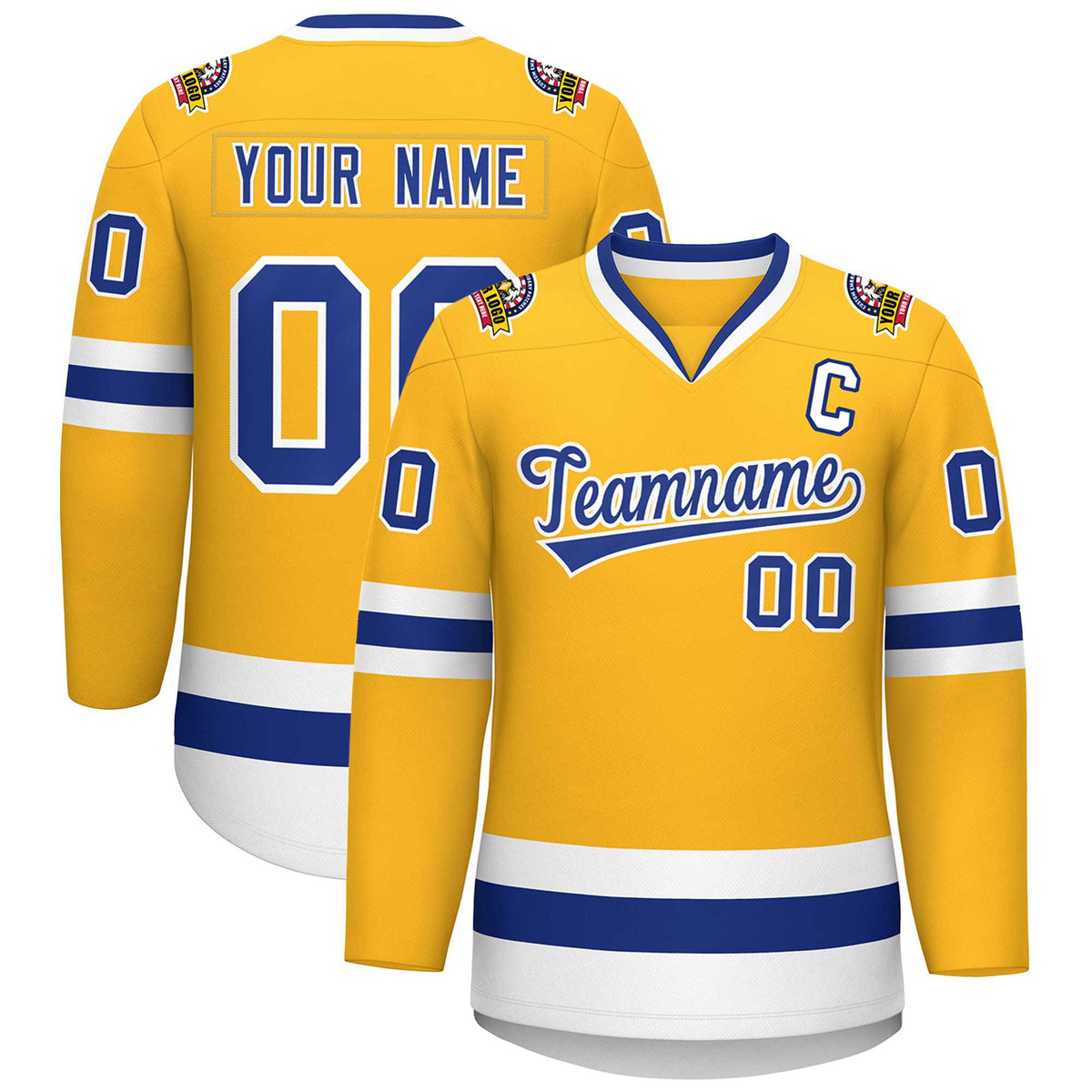 Custom Gold Royal-White Classic Style Hockey Jersey | KXKSHOP