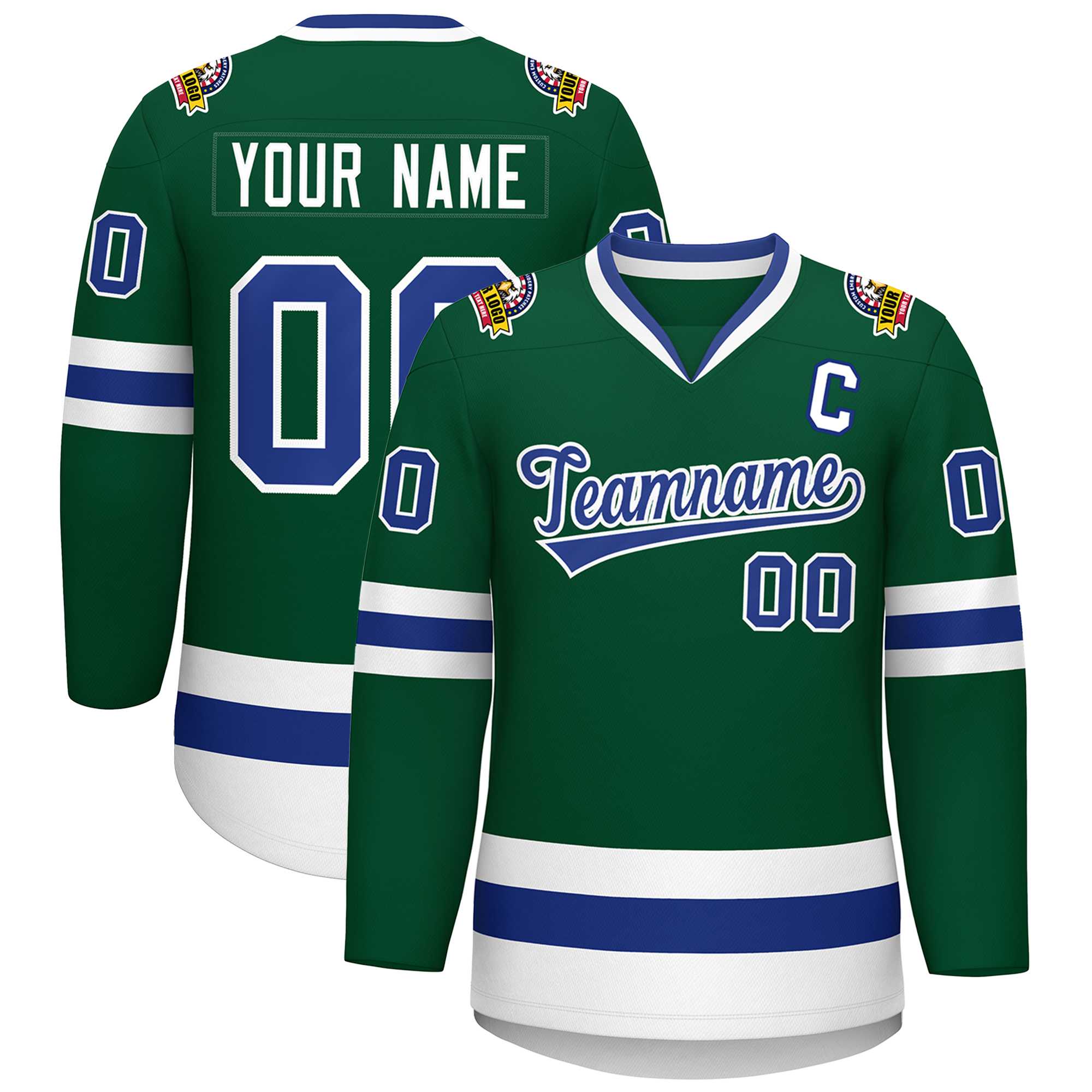 Custom Green Royal-White Classic Style Hockey Jersey | KXKSHOP