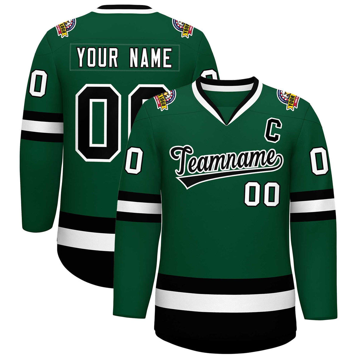 Custom Green Black-White Classic Style Hockey Jersey | KXKSHOP