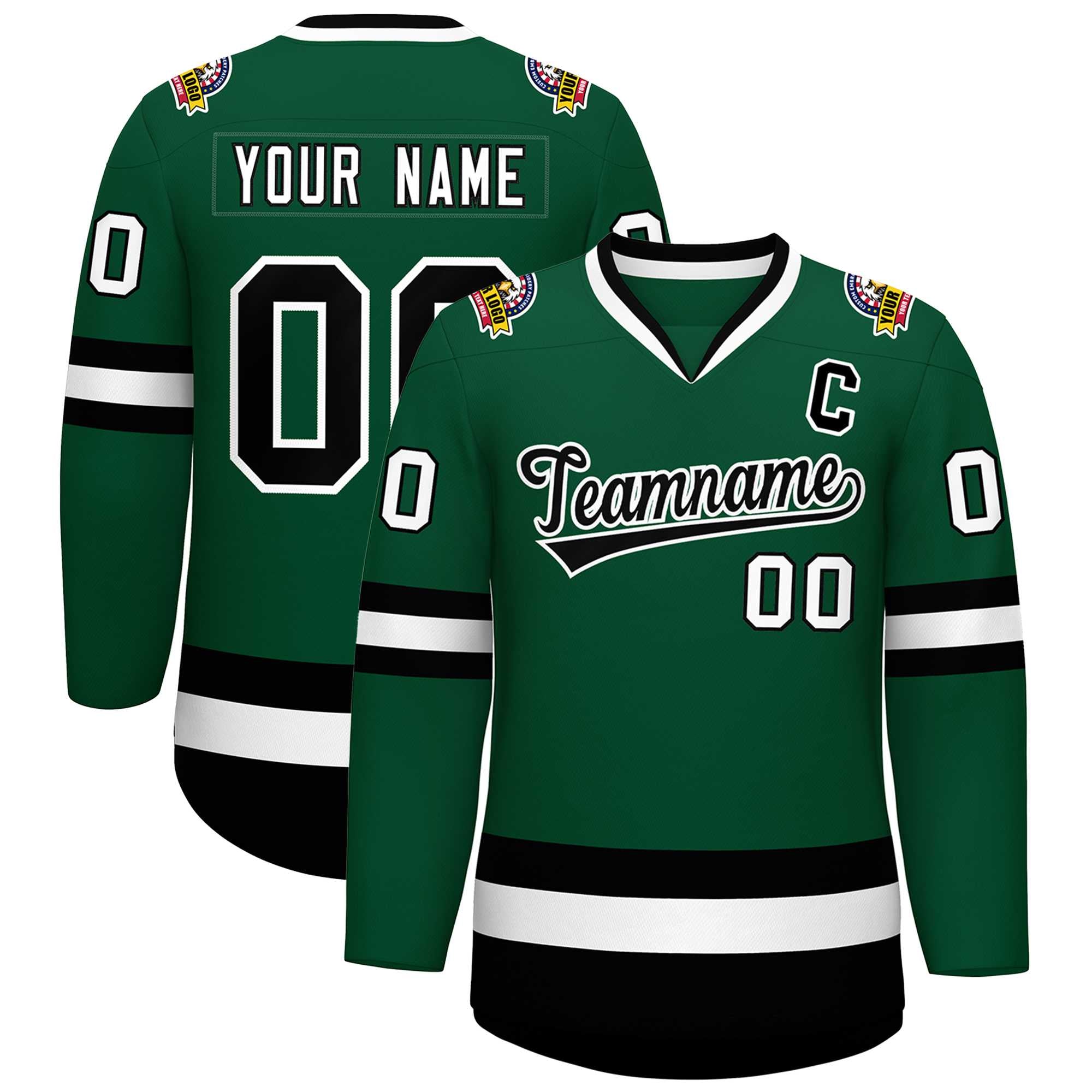 Custom Green Black-White Classic Style Hockey Jersey | KXKSHOP