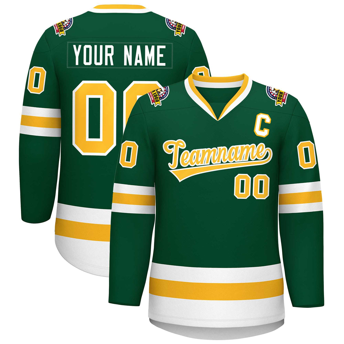 Custom Green Gold-White Classic Style Hockey Jersey | KXKSHOP
