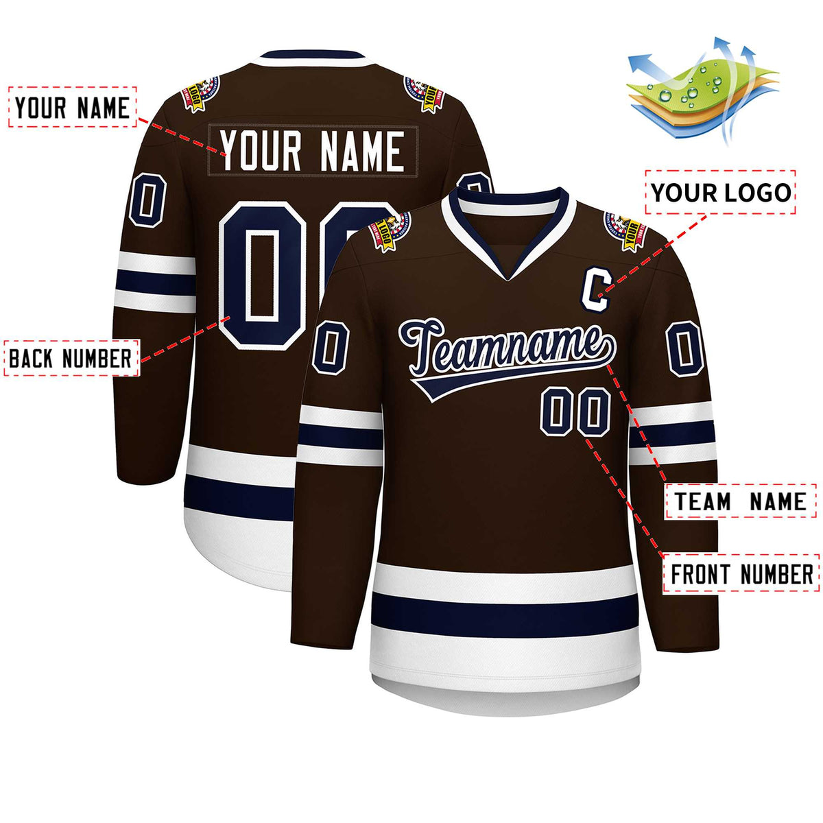 Custom Brown Navy-White Classic Style Hockey Jersey | KXKSHOP