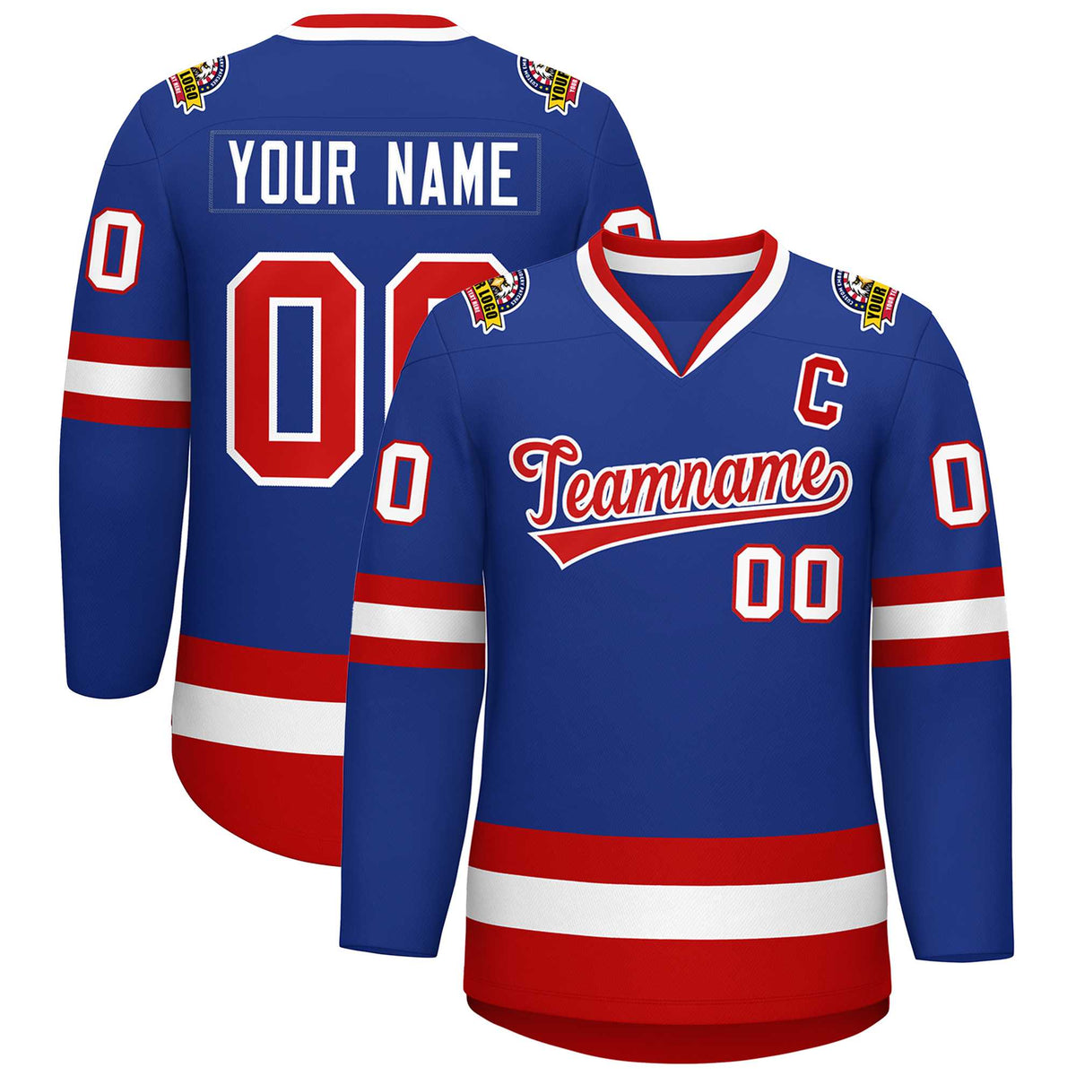Custom Royal Red-White Classic Style Hockey Jersey | KXKSHOP