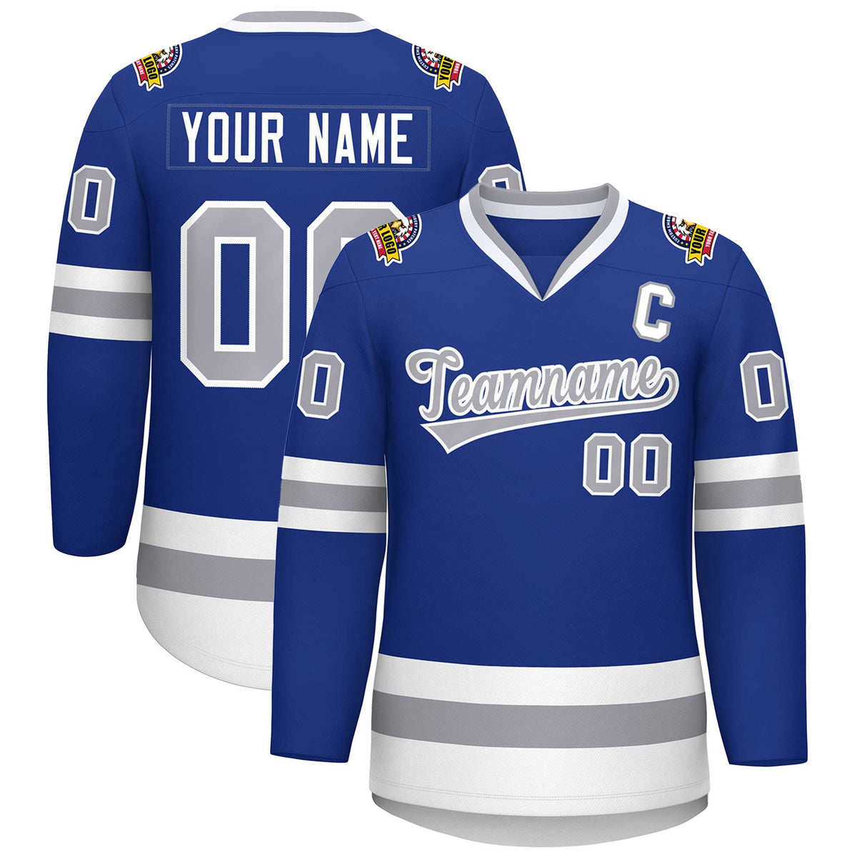 Custom Royal Gray-White Classic Style Hockey Jersey | KXKSHOP