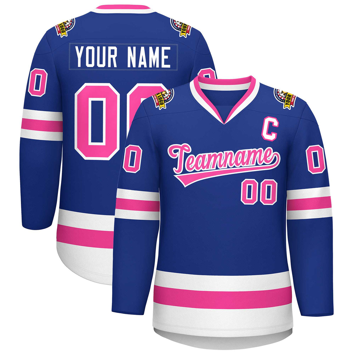 Custom Royal Pink-White Classic Style Hockey Jersey | KXKSHOP