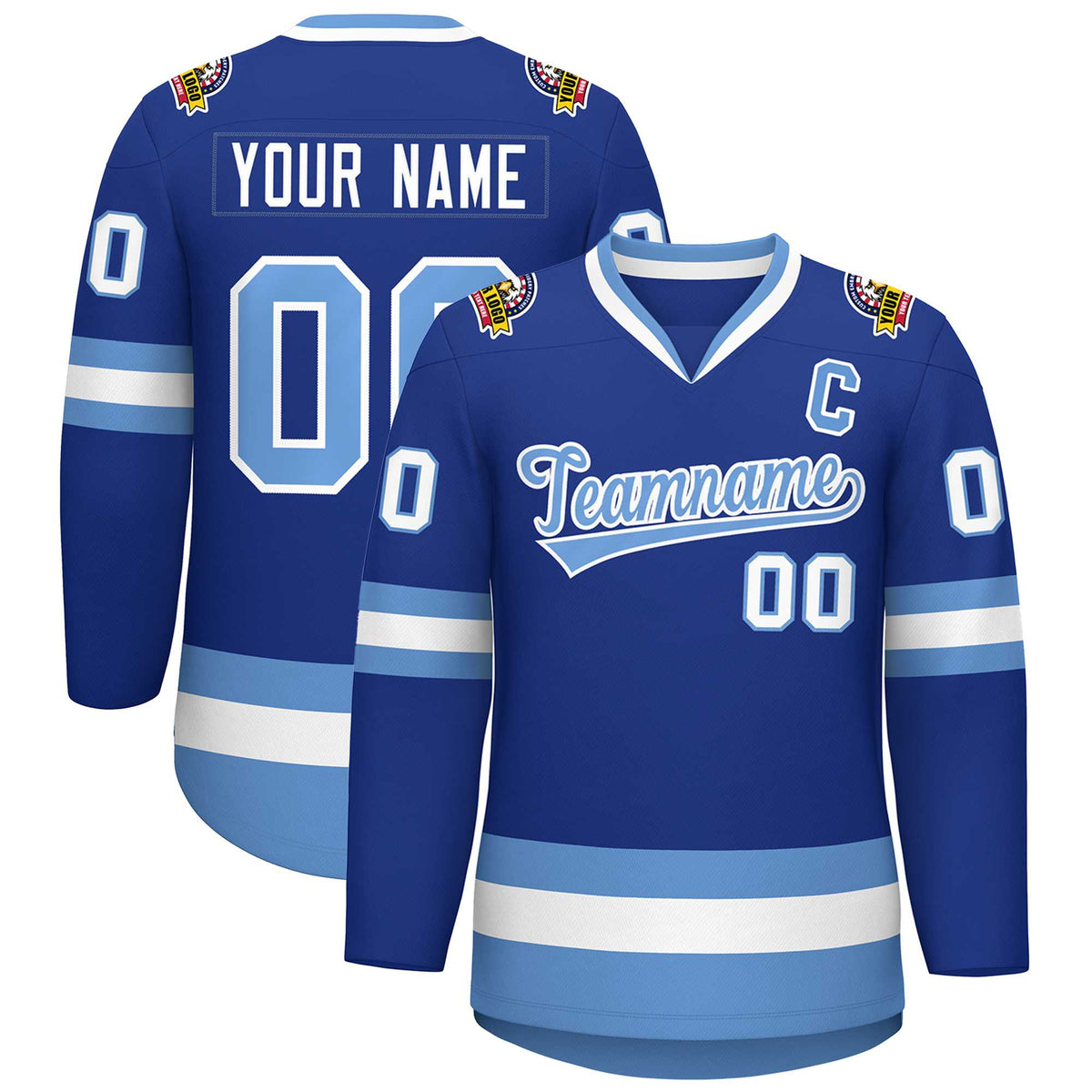 Custom Royal Light Blue-White Classic Style Hockey Jersey | KXKSHOP