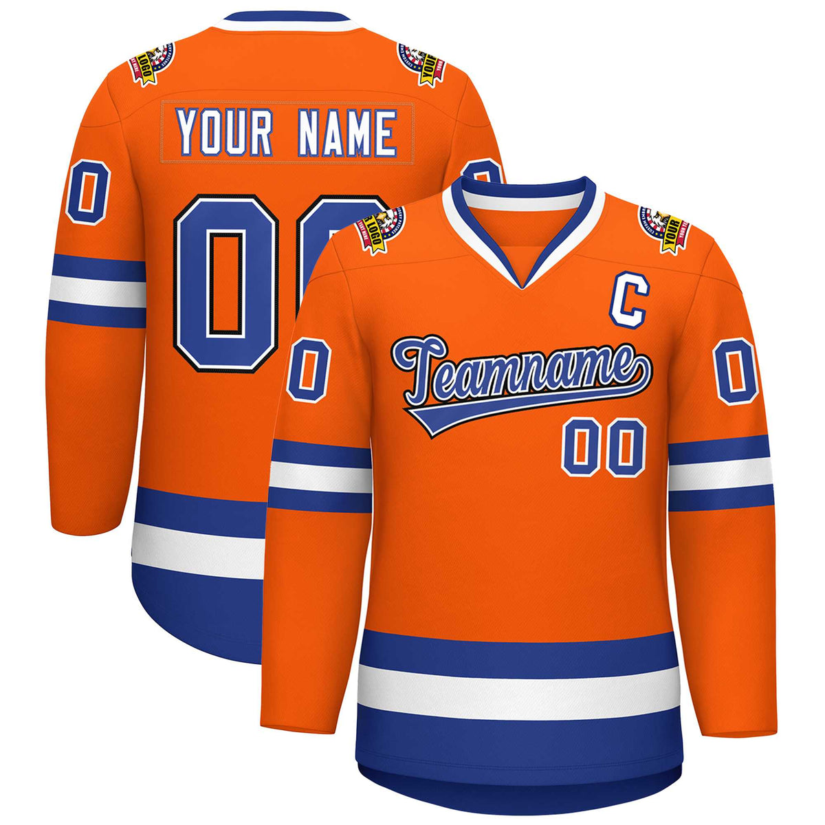 Custom Orange Royal White-Black Classic Style Hockey Jersey | KXKSHOP