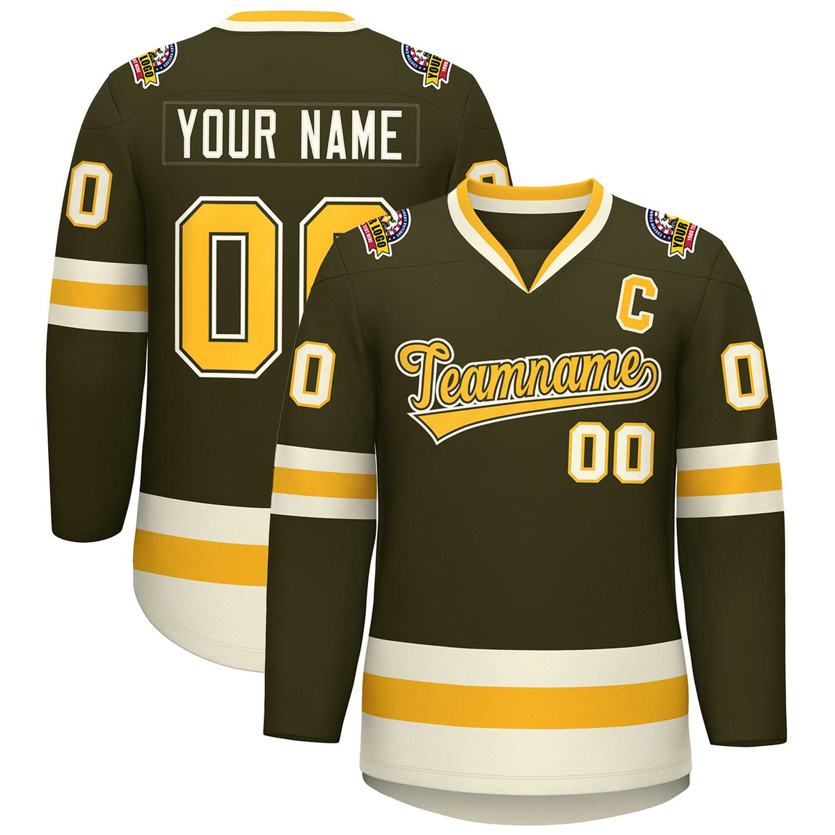 Custom Olive Gold Olive-Khaki Classic Style Hockey Jersey | KXKSHOP