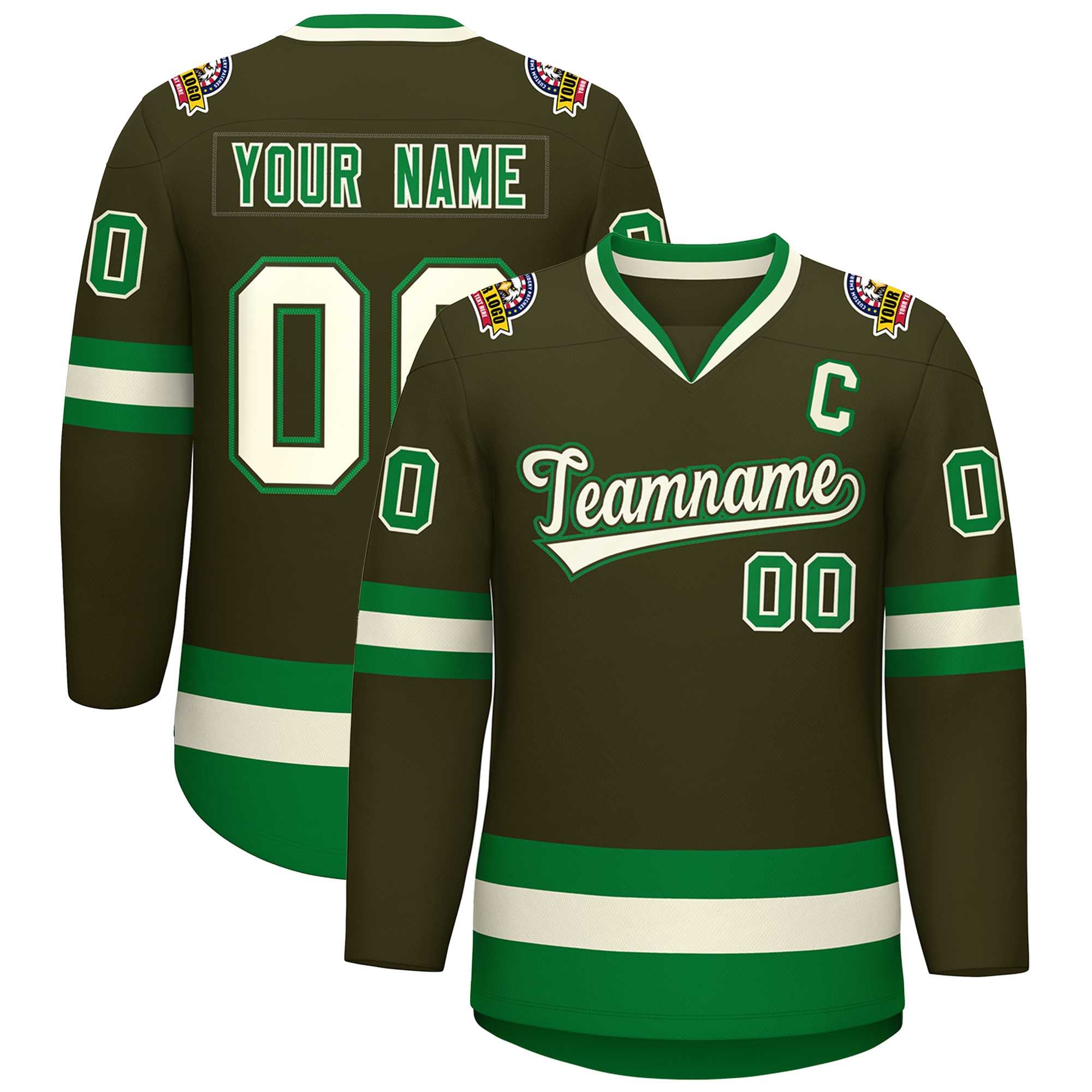 Custom Olive Khaki Olive-Kelly Green Classic Style Hockey Jersey | KXKSHOP
