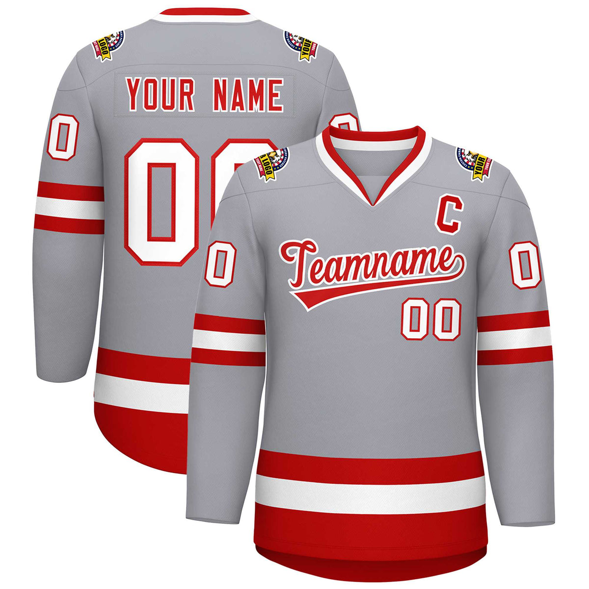 Custom Gray Red-White Classic Style Hockey Jersey | KXKSHOP