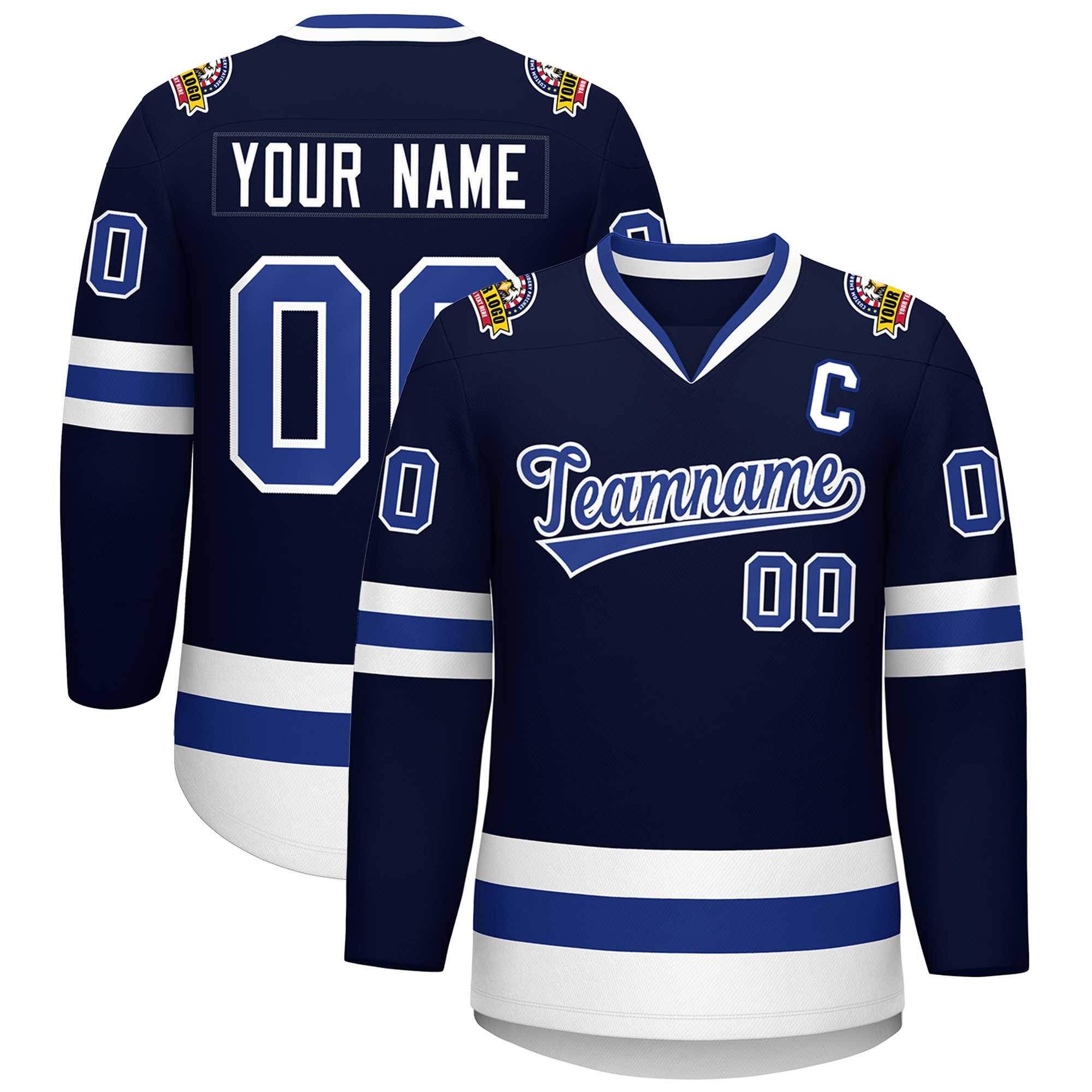 Custom Navy Royal-White Classic Style Hockey Jersey | KXKSHOP