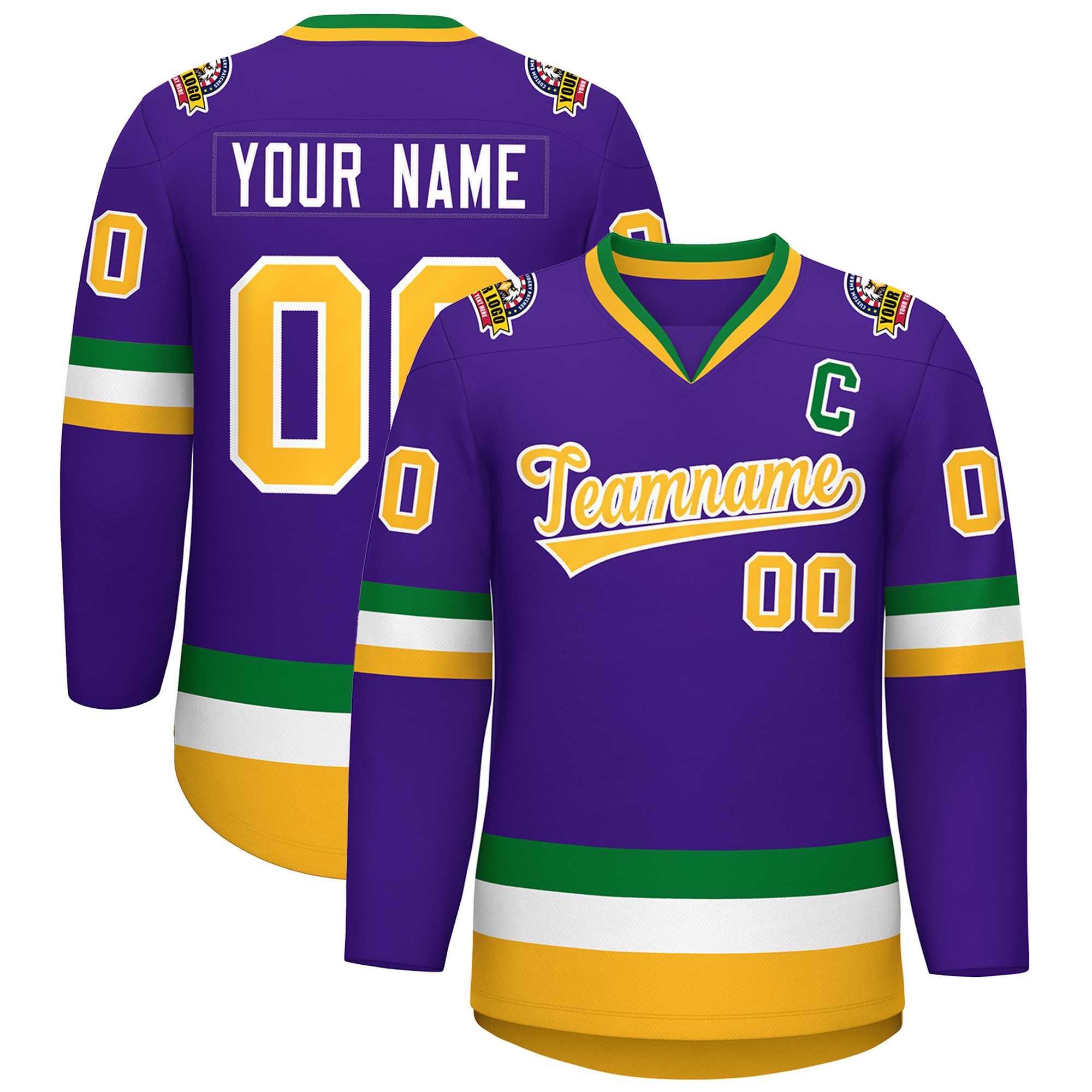 Custom Purple Gold-White Classic Style Hockey Jersey | KXKSHOP