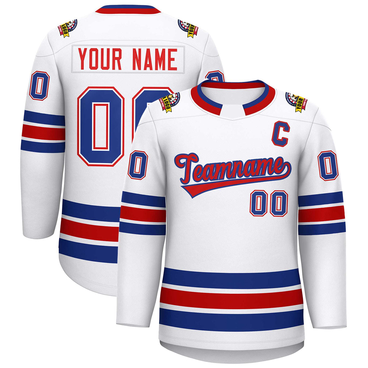 Custom White Red-Royal Classic Style Hockey Jersey | KXKSHOP