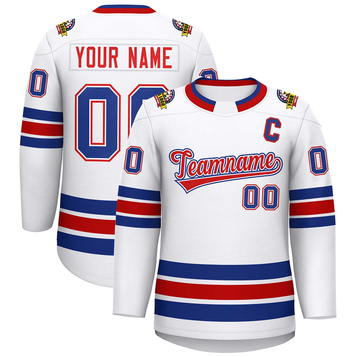 Custom White Red White-Royal Classic Style Hockey Jersey | KXKSHOP