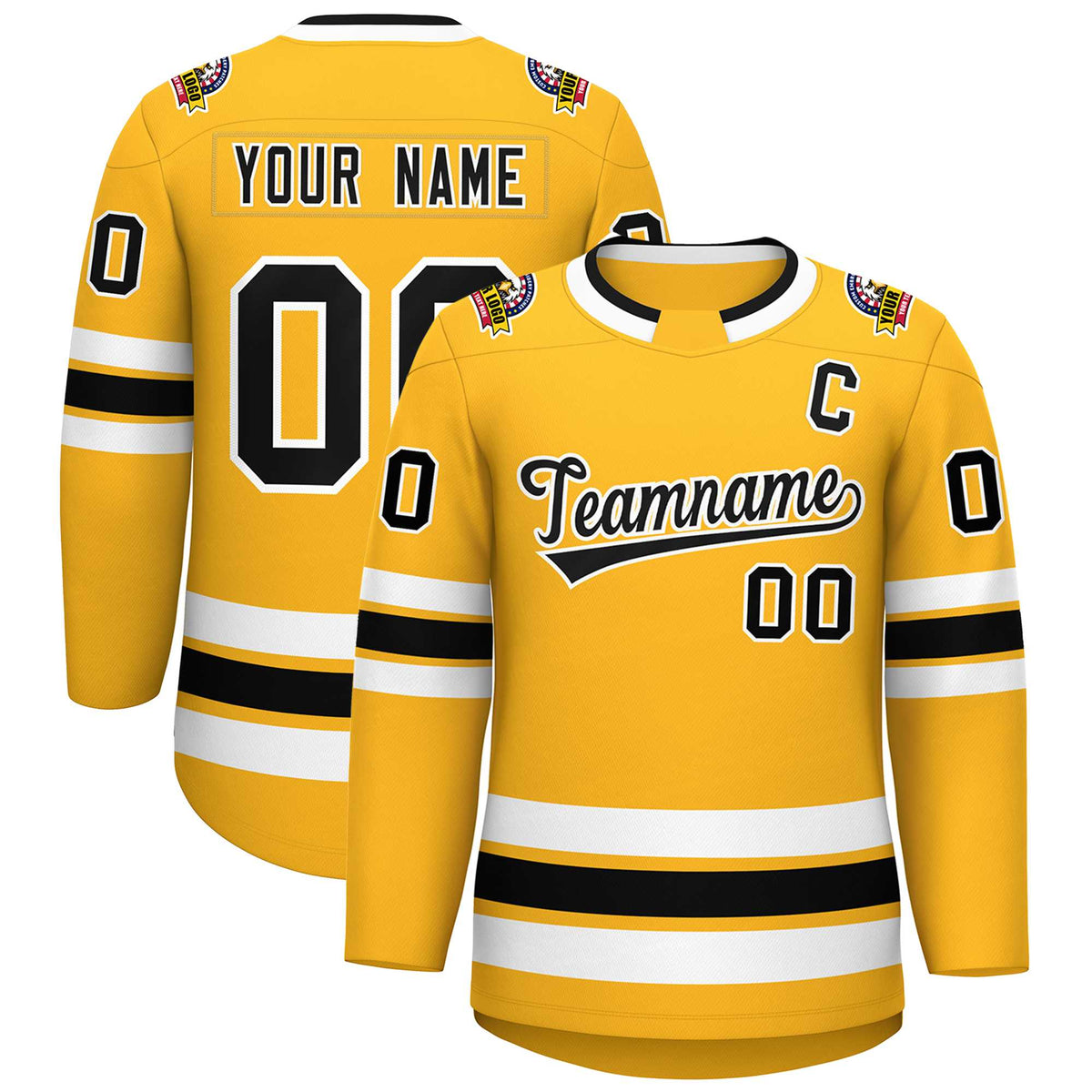 Custom Gold Black-White Classic Style Hockey Jersey | KXKSHOP