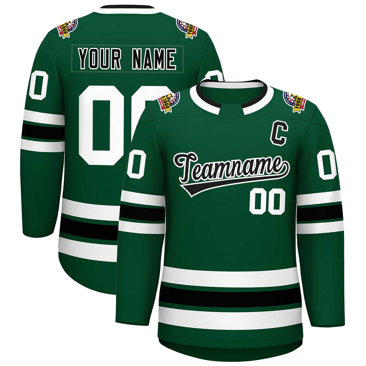 Custom Green Black-White Classic Style Hockey Jersey | KXKSHOP