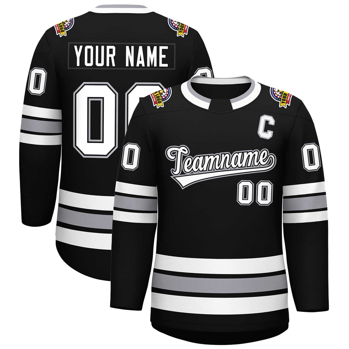 Custom Black White Black-Gray Classic Style Hockey Jersey | KXKSHOP