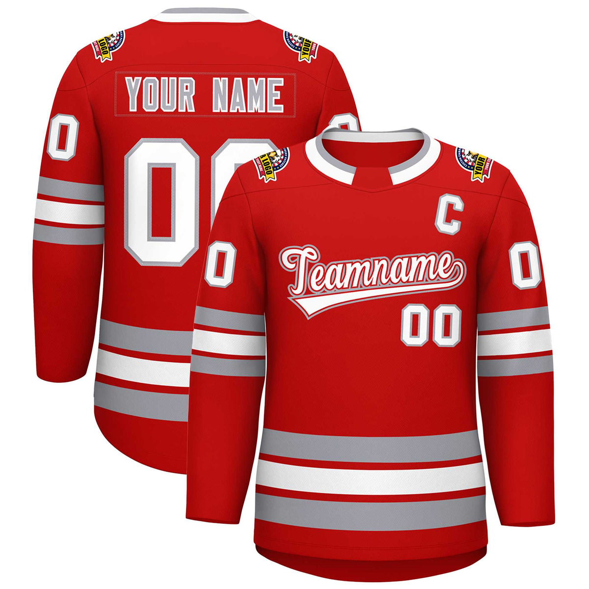 Custom Red White Red-Gray Classic Style Hockey Jersey | KXKSHOP