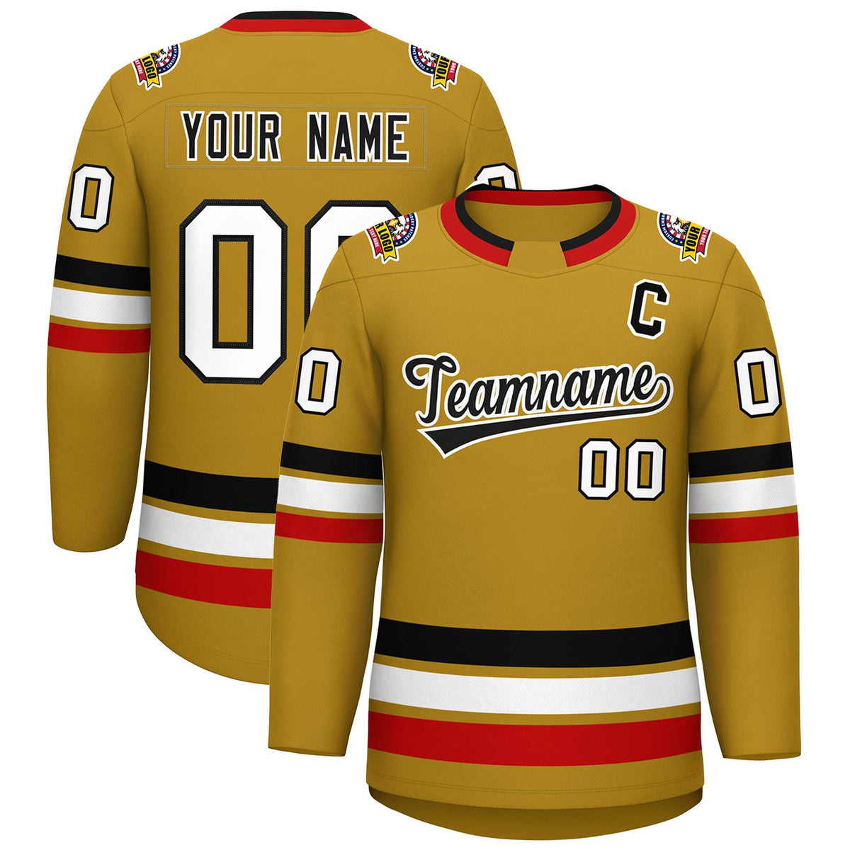 Custom Old Gold Black-White Classic Style Hockey Jersey | KXKSHOP