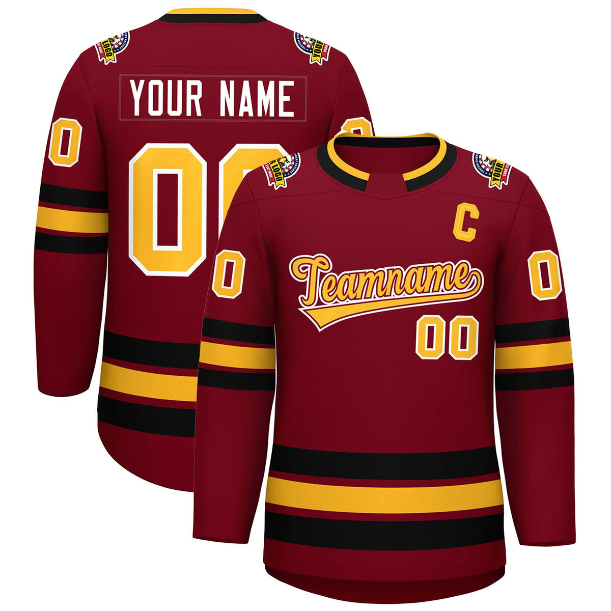 Custom Crimson Gold Crimson-White Classic Style Hockey Jersey | KXKSHOP