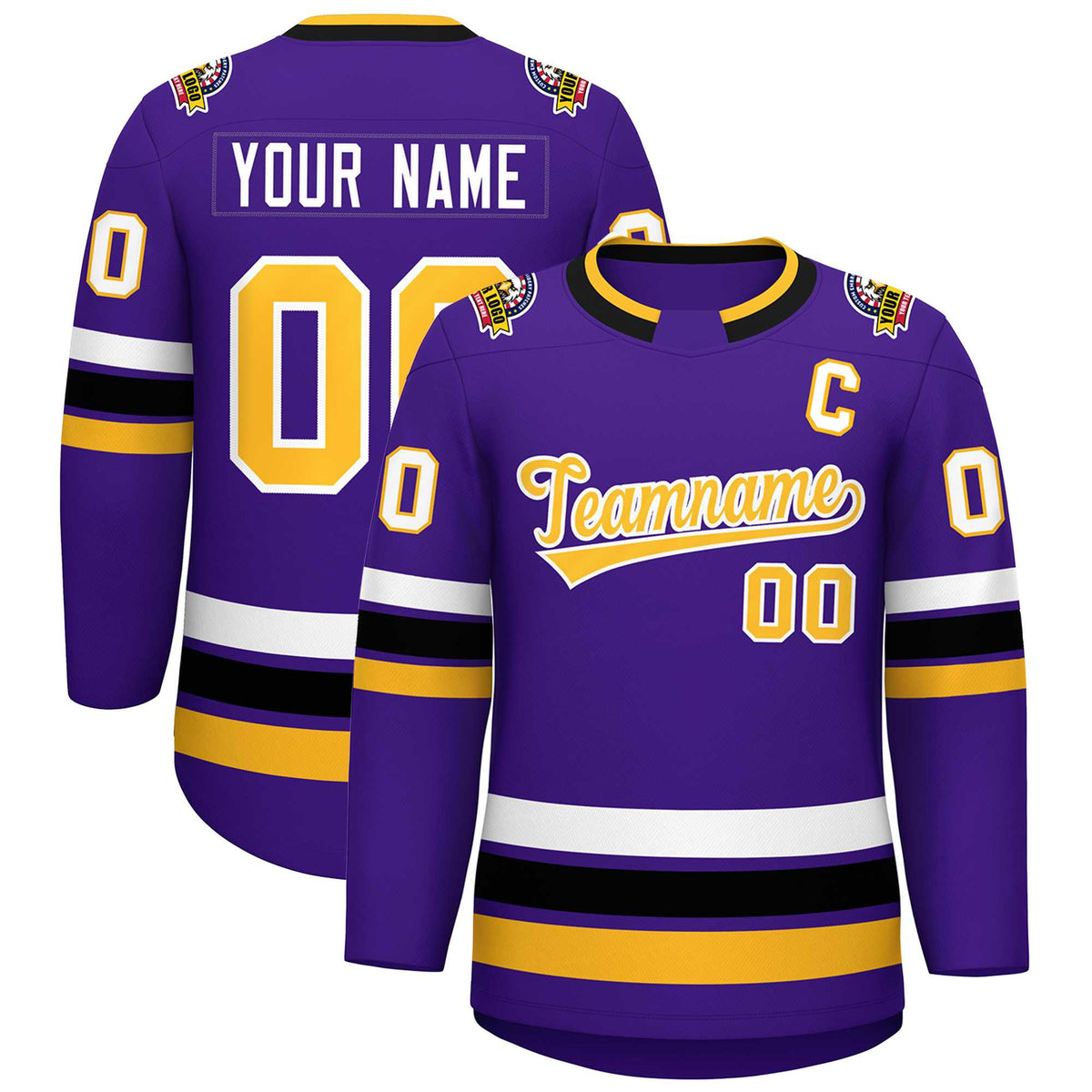 Custom Purple Gold-White Classic Style Hockey Jersey | KXKSHOP